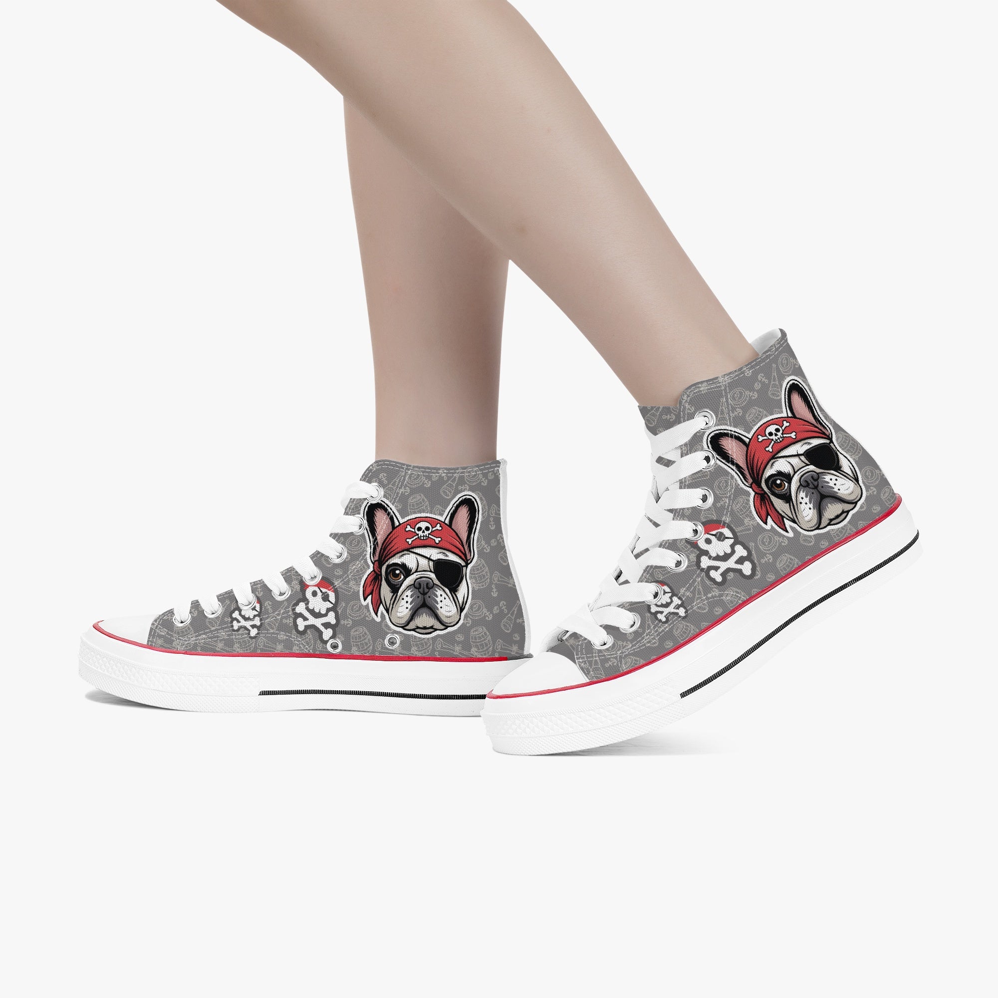 French Bulldog High-Top Casual Footwear for Dog Park Days-fadou