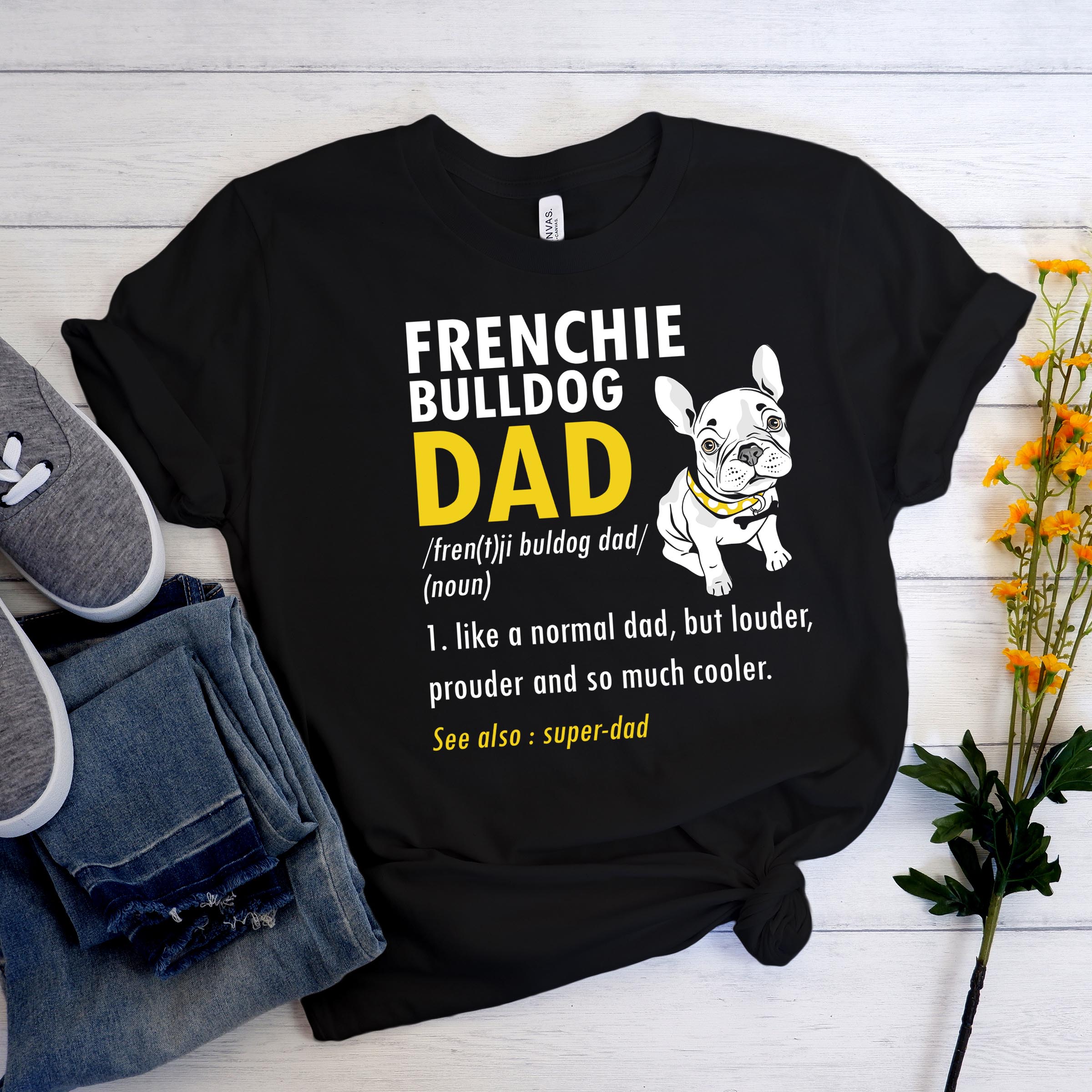 Dadsense French Bulldog Dog Lover Tee for Dog Moms & Dads-fadou