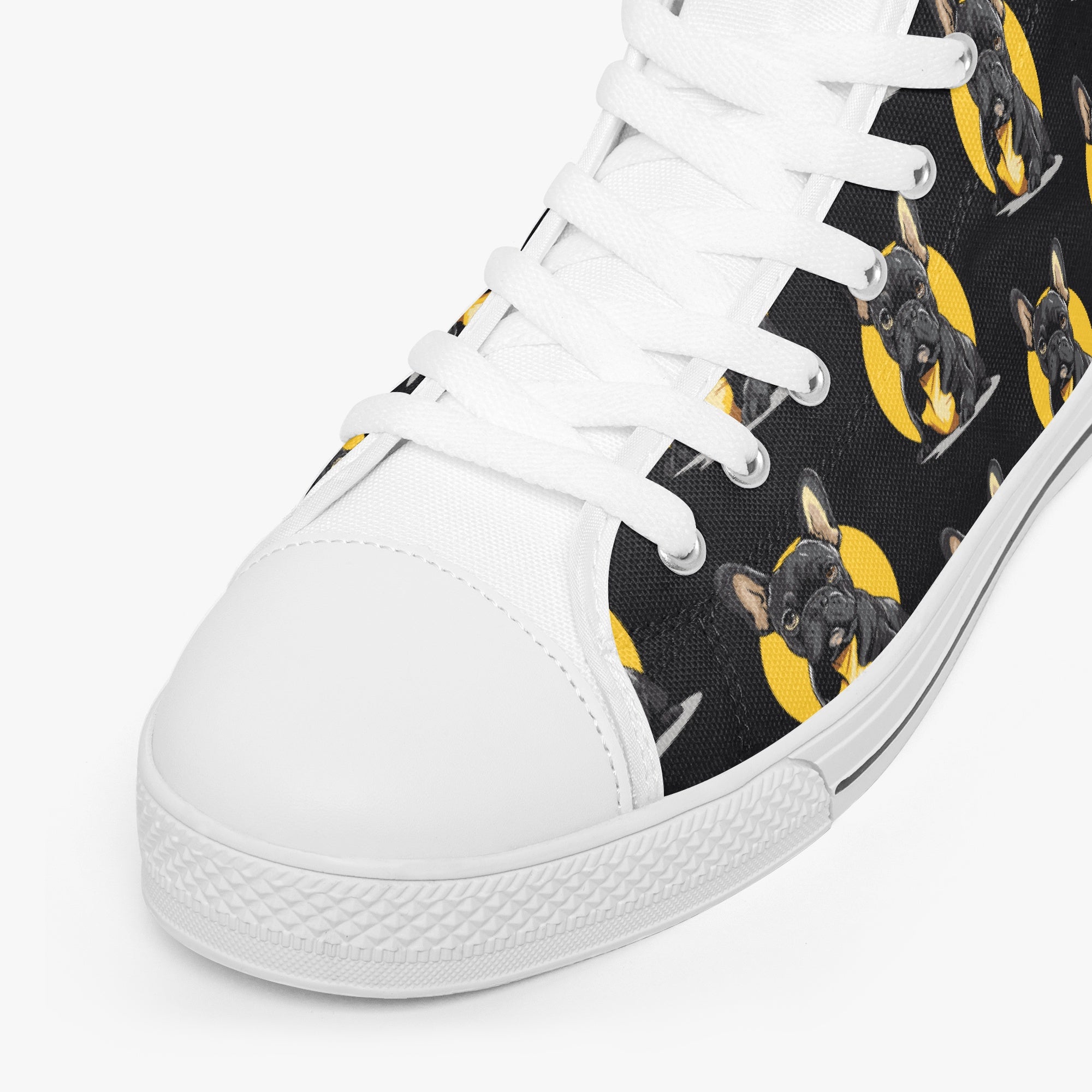 French Bulldog Classic High-Top Shoes for Frenchie Enthusiasts-fadou