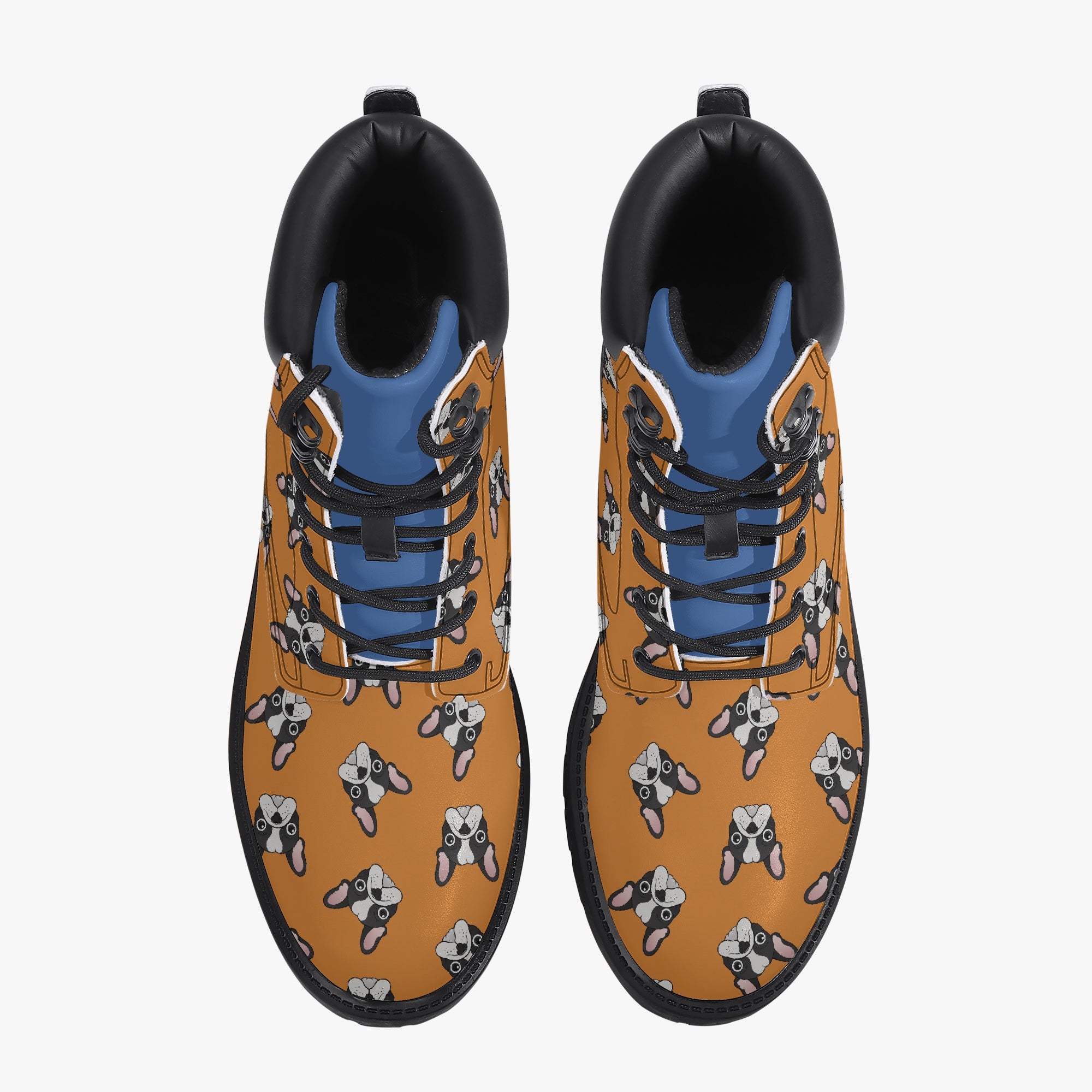 French Bulldog Leather Casual Boots for Frenchie Enthusiasts-fadou