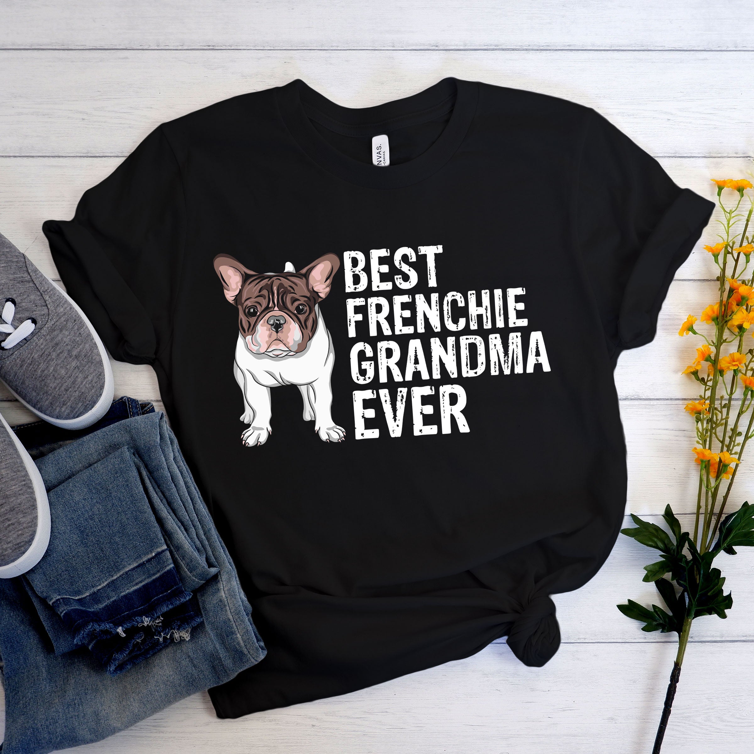 Grandmasense French Bulldog Dog Lover Tee for Everyday Wear-fadou