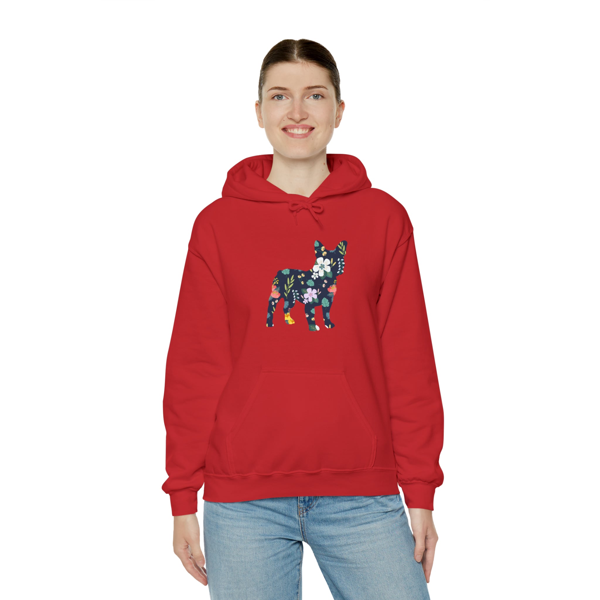 Frenchie Flowers Unisex Hoodie for Daily Walks and Play-fadou