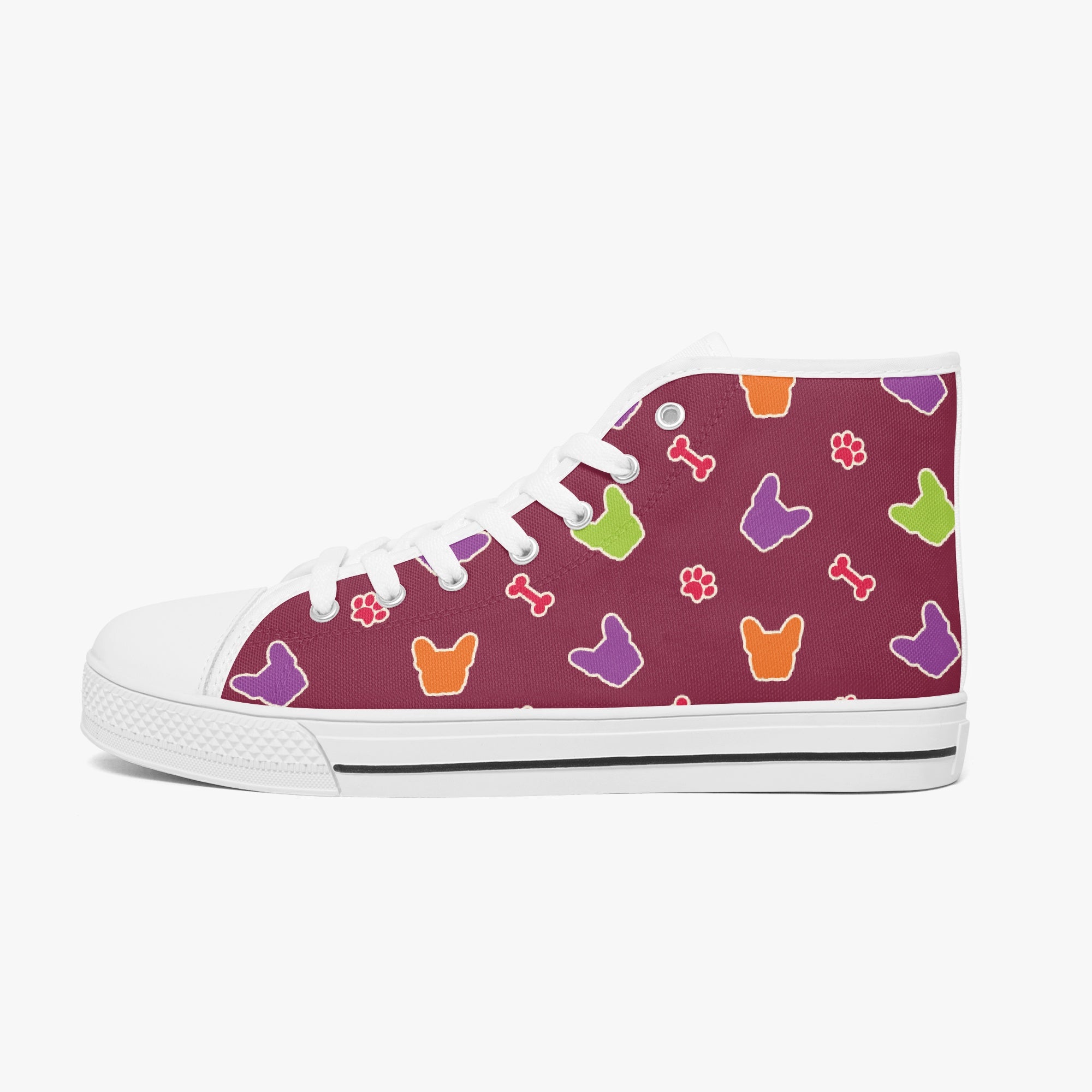 French Bulldog High-Top Casual Footwear for Pet Parents-fadou