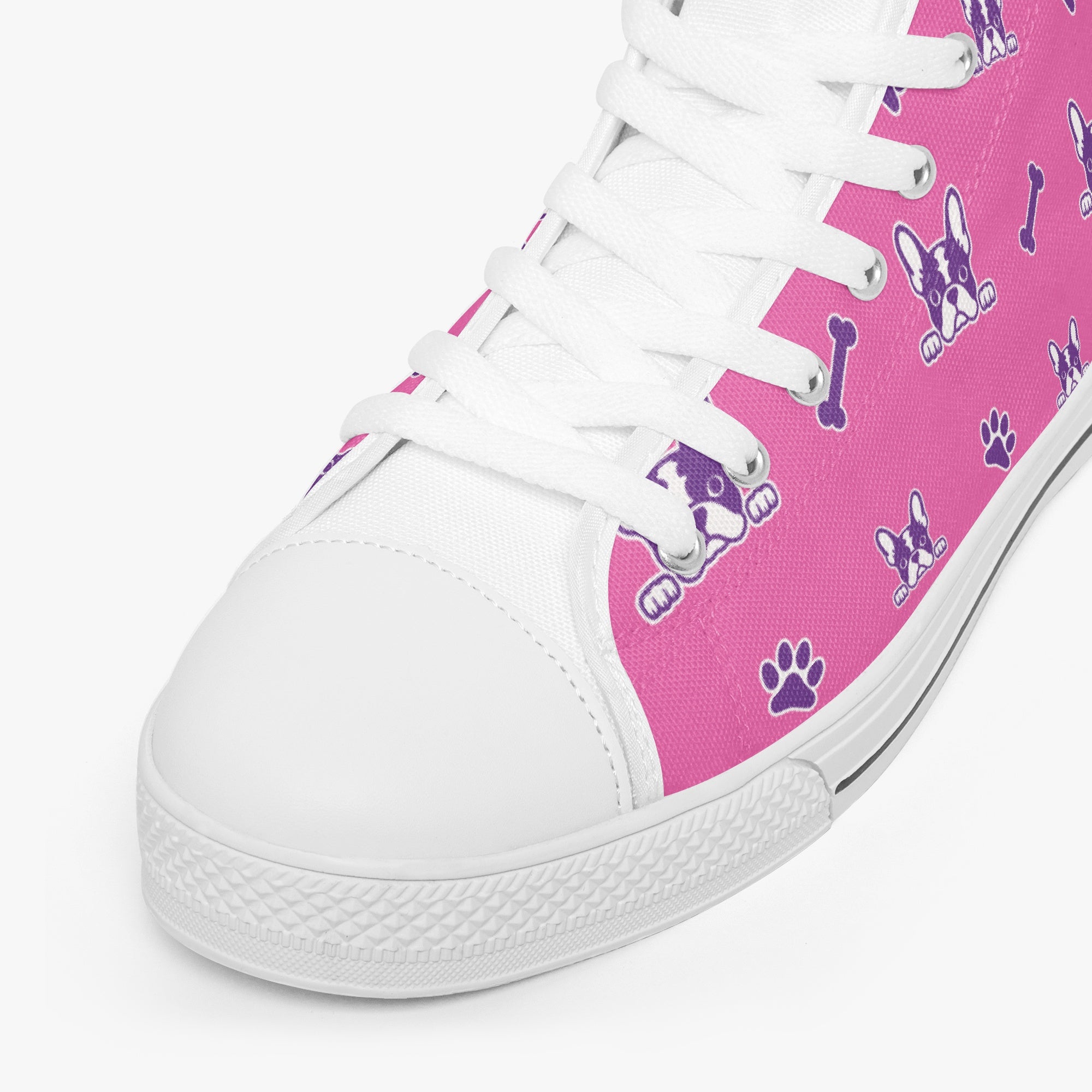 French Bulldog High-Top Classic Sneakers for Dog Park Days-fadou