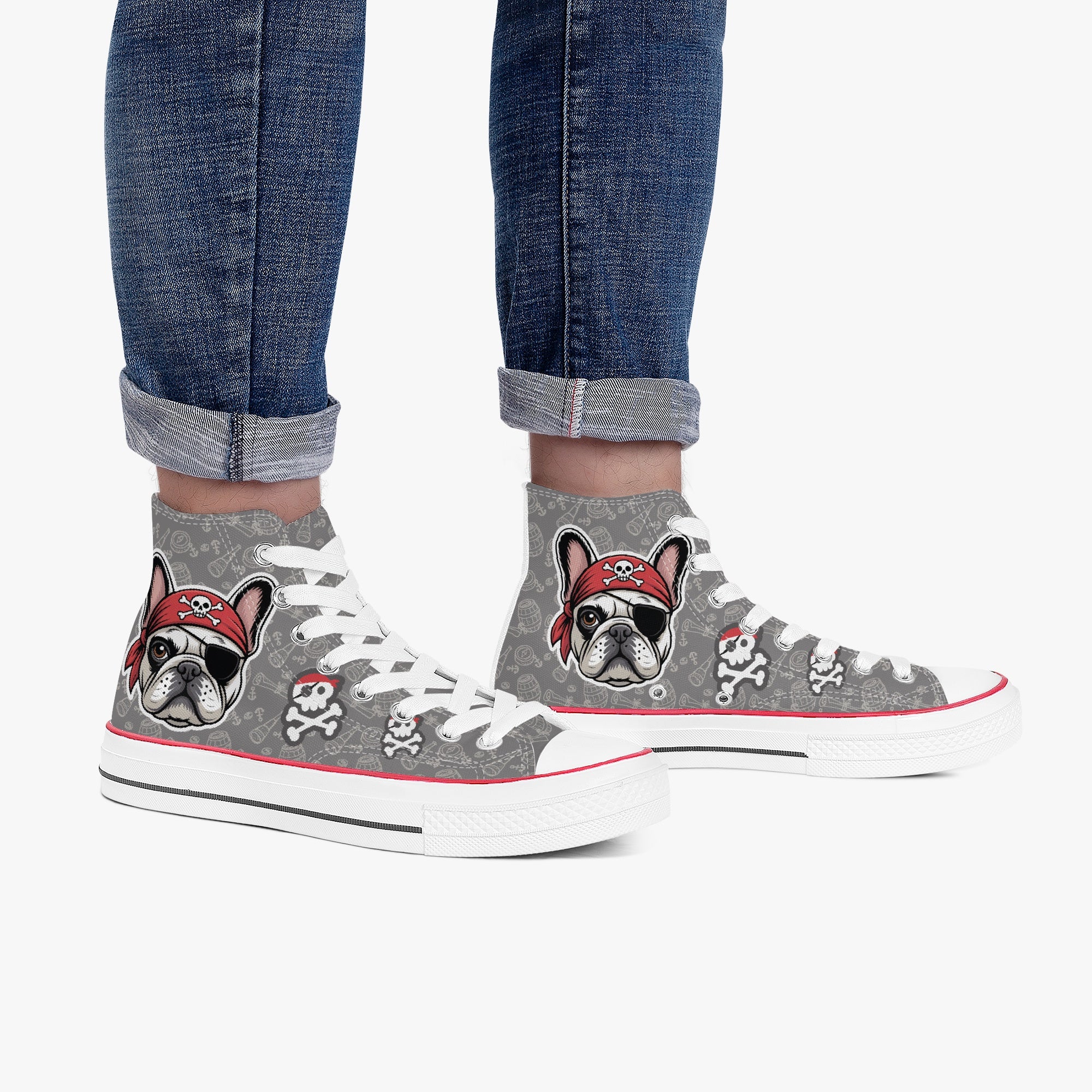 French Bulldog High-Top Casual Footwear for Dog Park Days-fadou