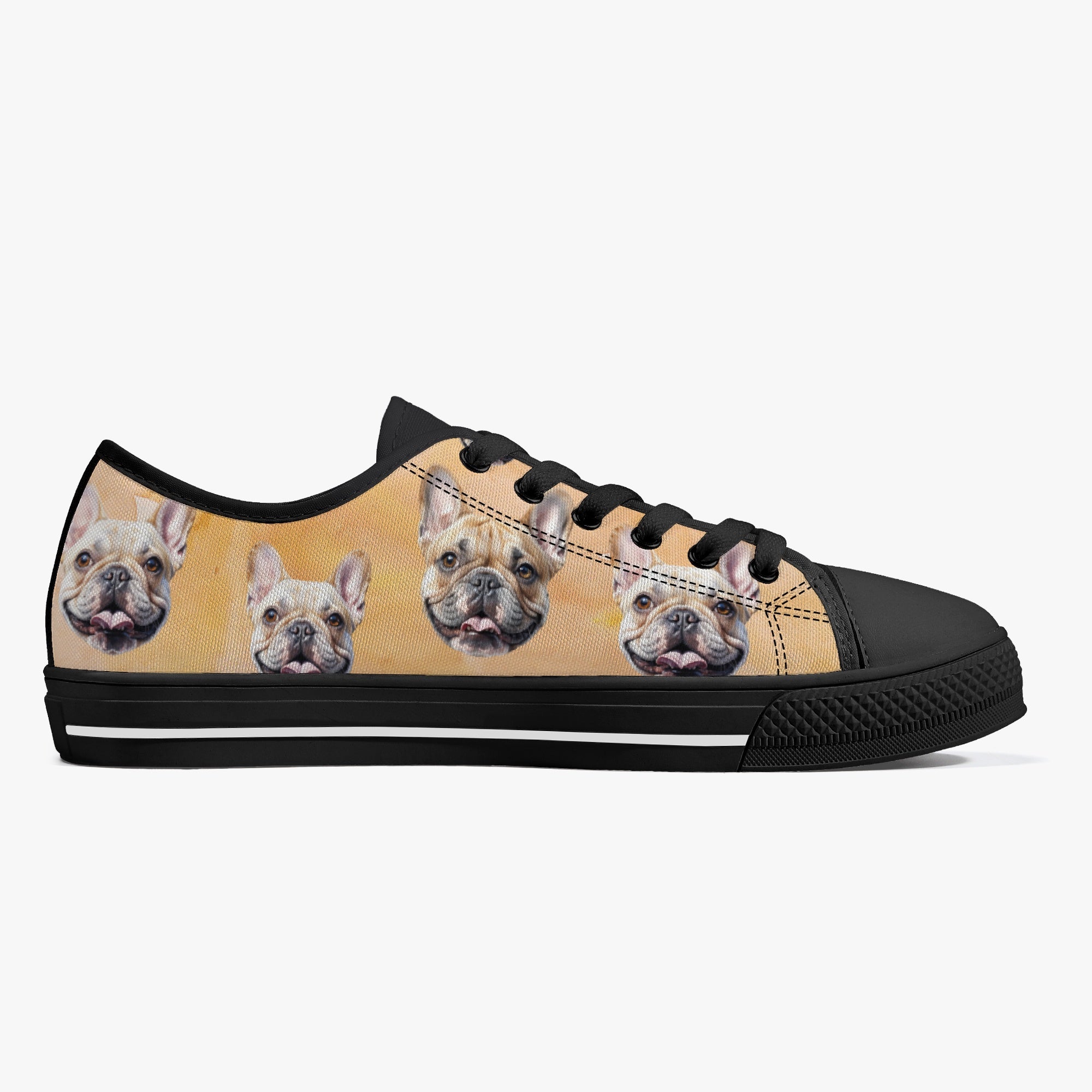 Low-Top Classic Canvas Sneakers for Frenchie Enthusiasts-fadou