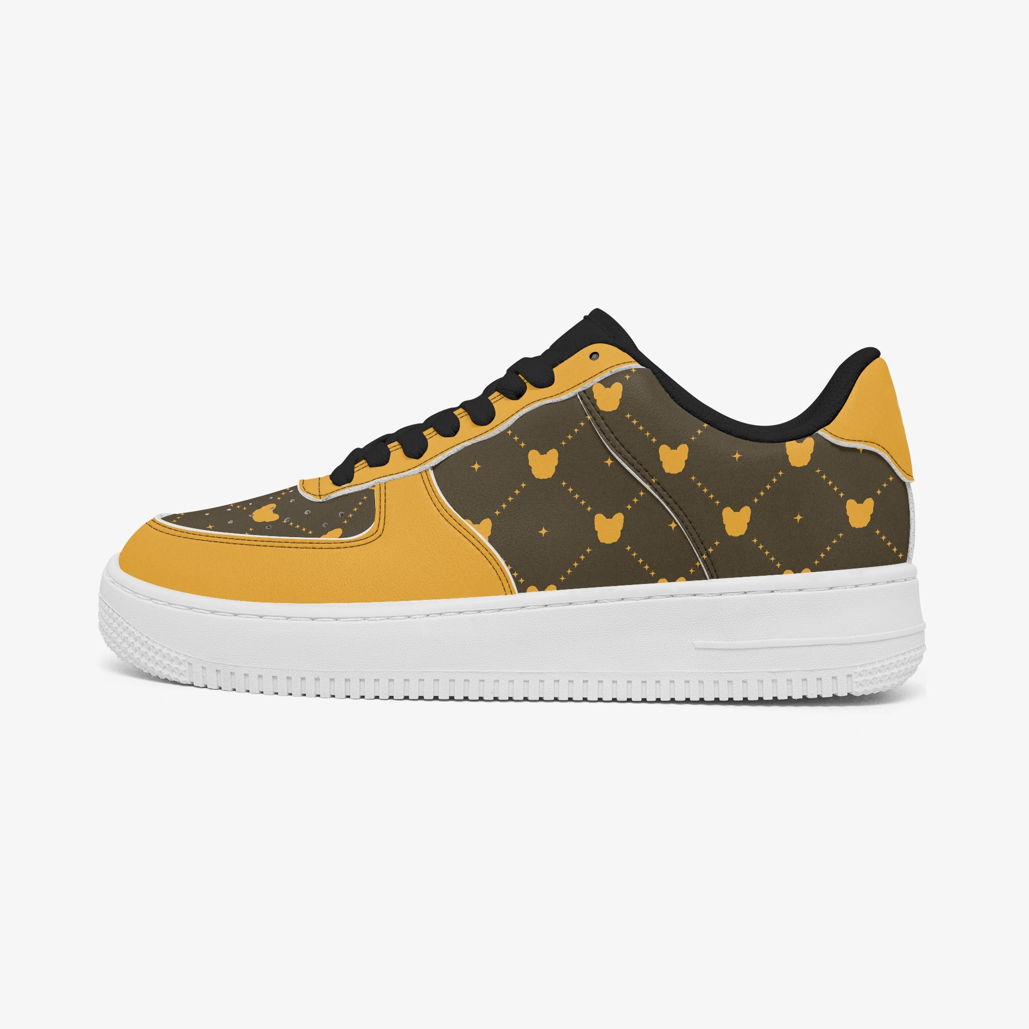 French Bulldog Leather High-Top Shoes for Everyday Wear-fadou