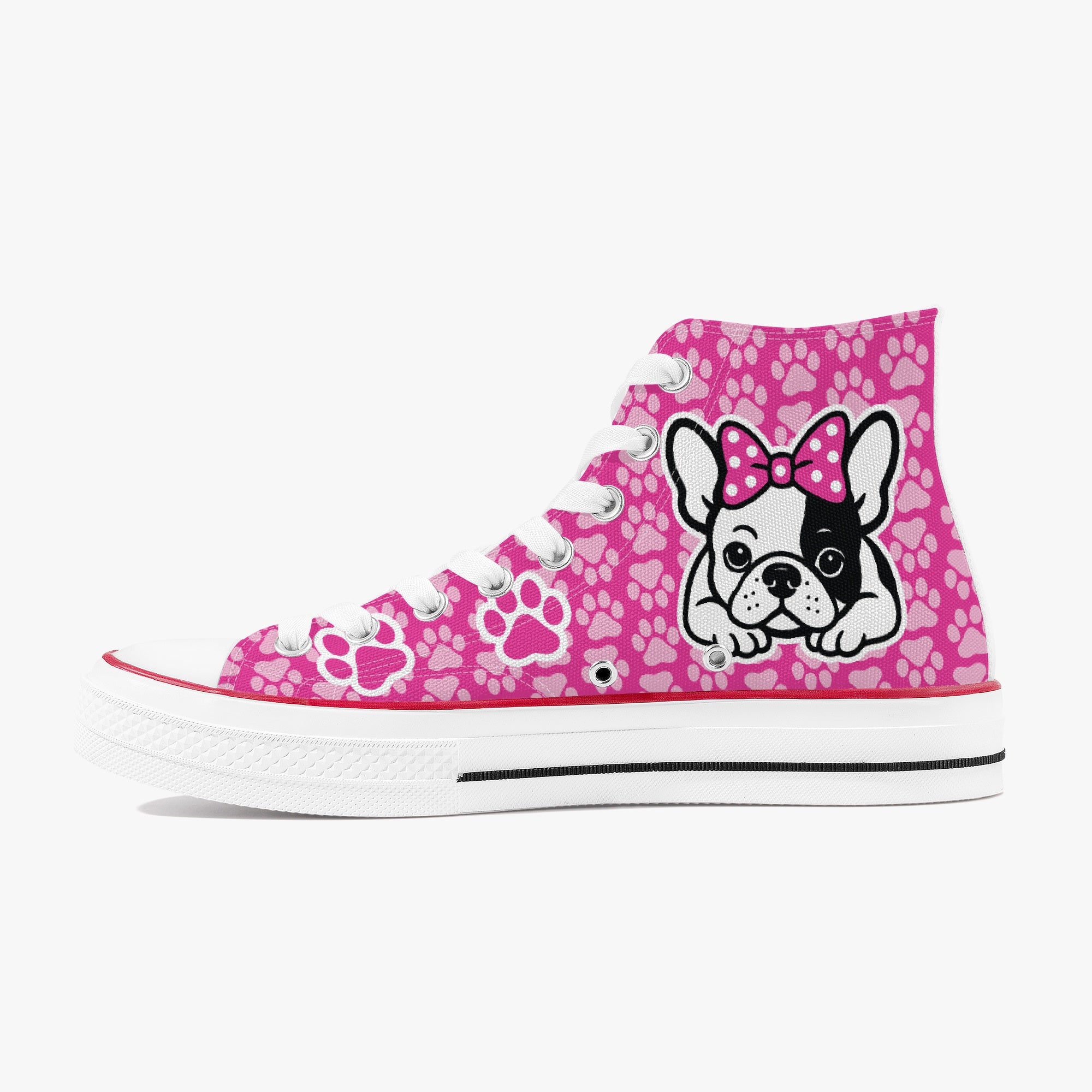 French Bulldog High-Top Canvas Sneakers for Bulldog Owners-fadou