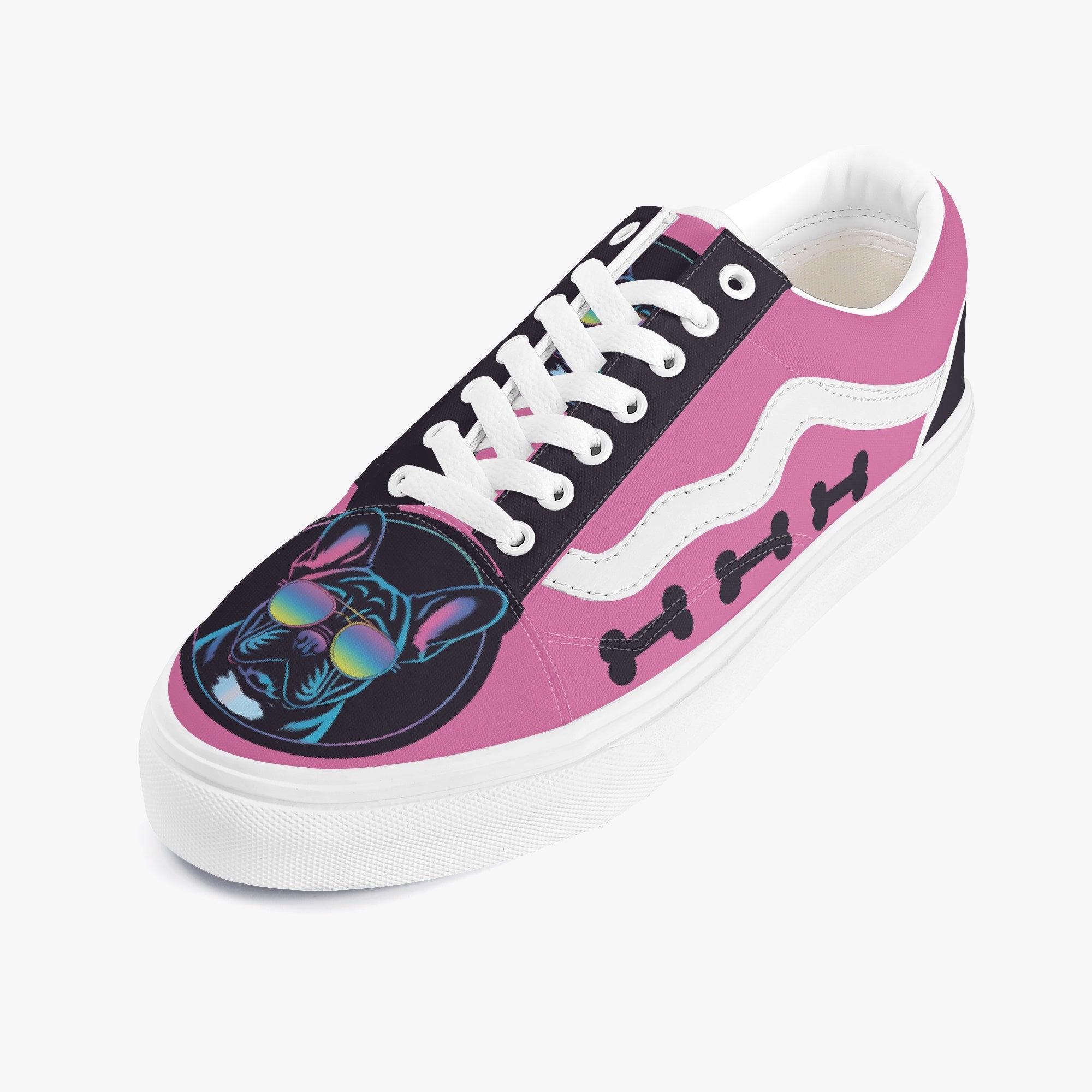 Low-Top Trendy Canvas Sneakers for Frenchie Enthusiasts-fadou