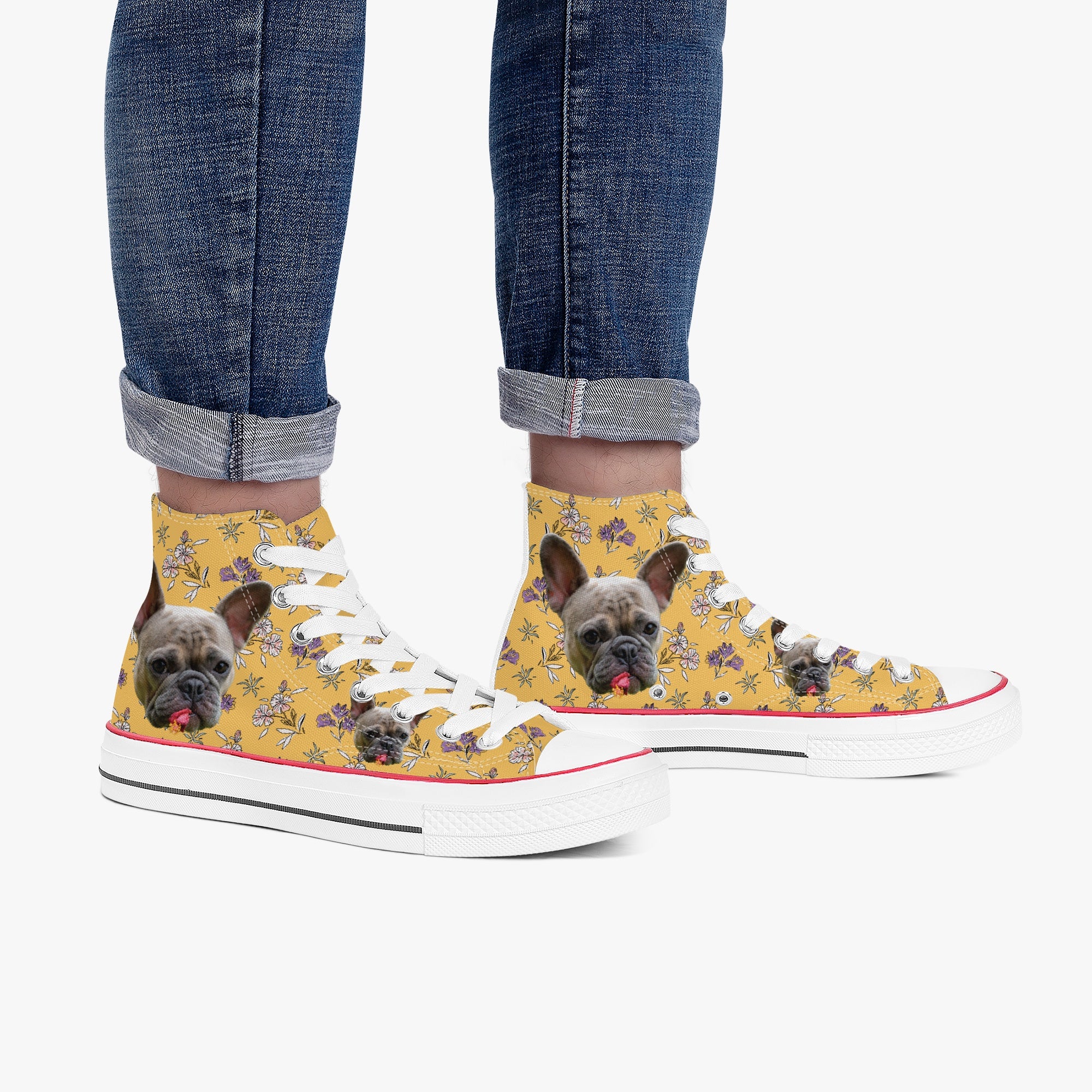 French Bulldog Personalized High-Top Shoes for Frenchie Enthusiasts-fadou