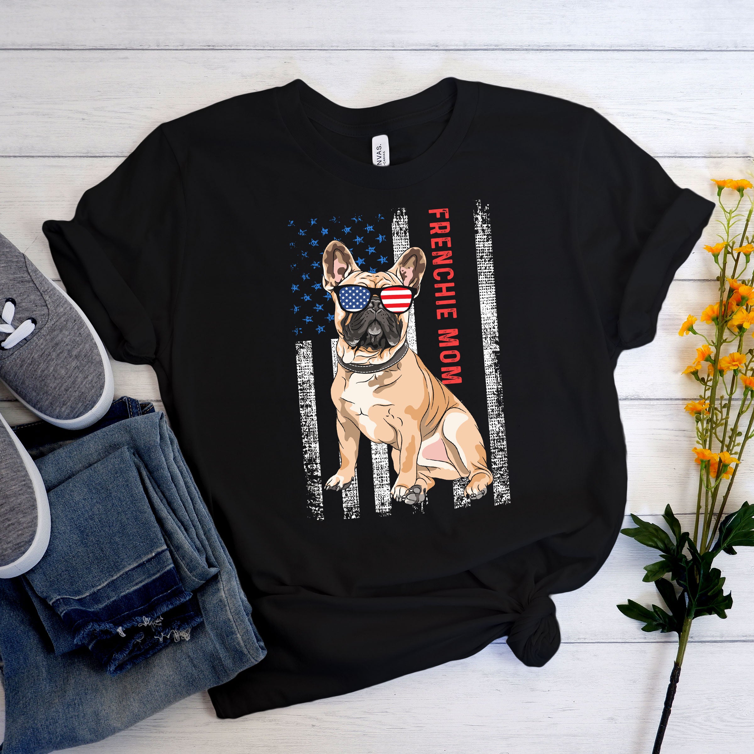 Momgram French Bulldog Cotton T-Shirt for Everyday Wear-fadou