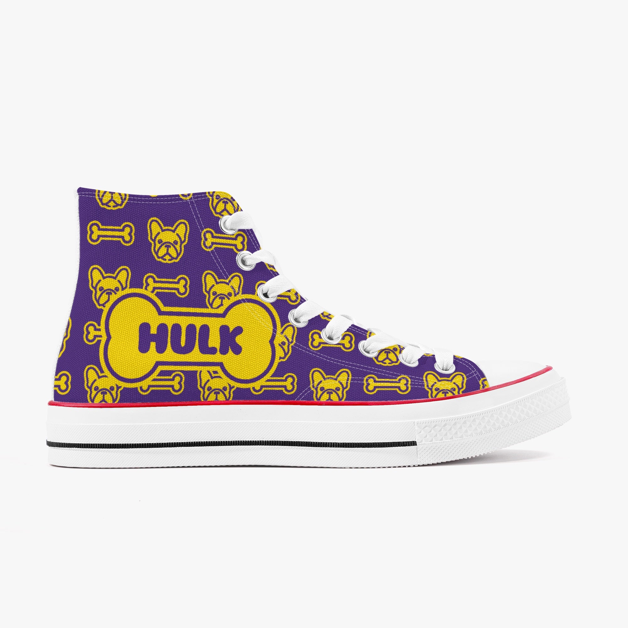 High-Top Personalized Canvas Sneakers for Bulldog Owners-fadou
