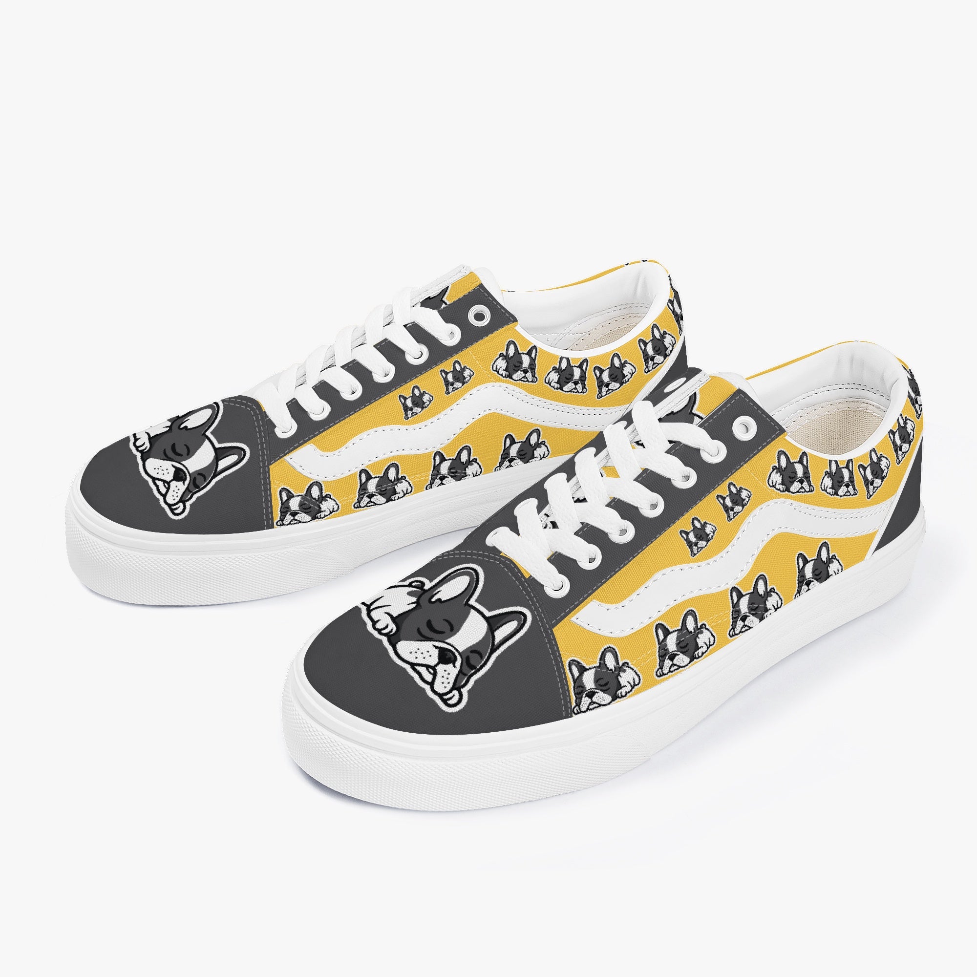 French Bulldog Trendy Canvas Sneakers for Frenchie Enthusiasts-fadou