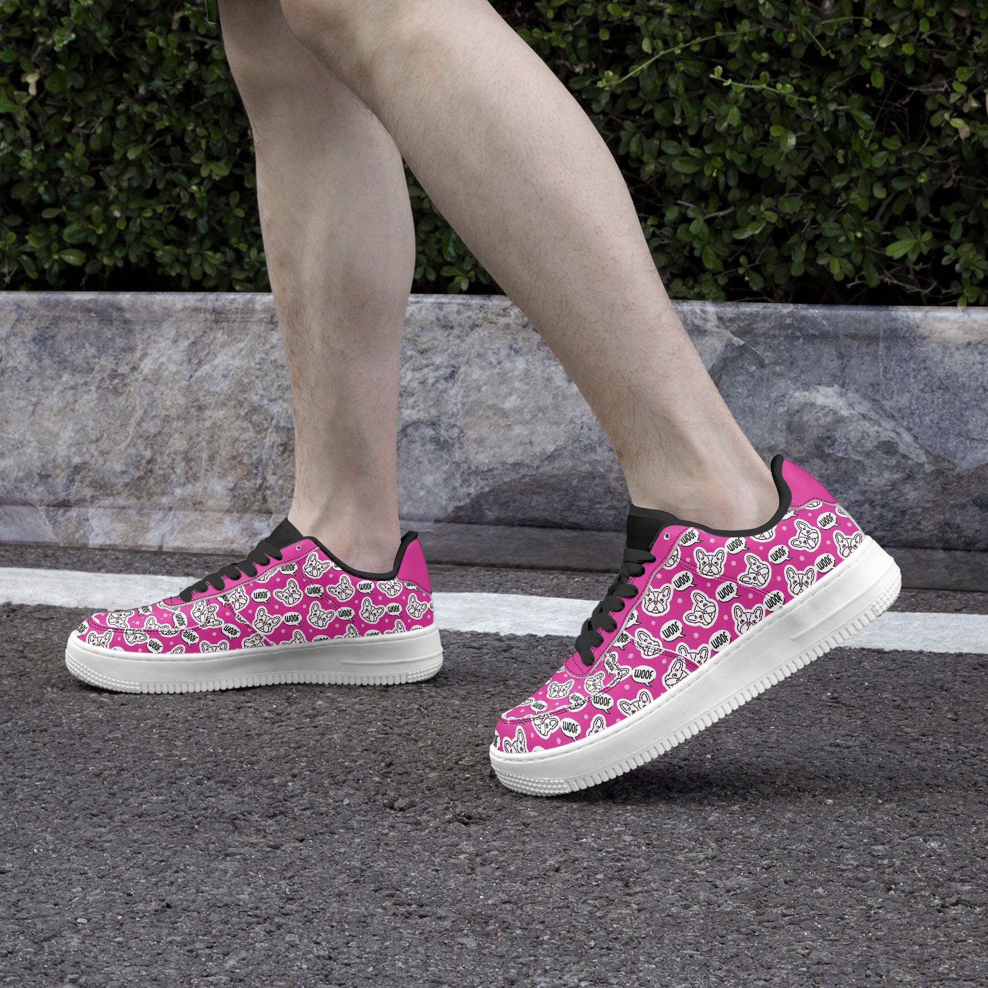 French Bulldog Leather Canvas Sneakers for Frenchie Fans-fadou