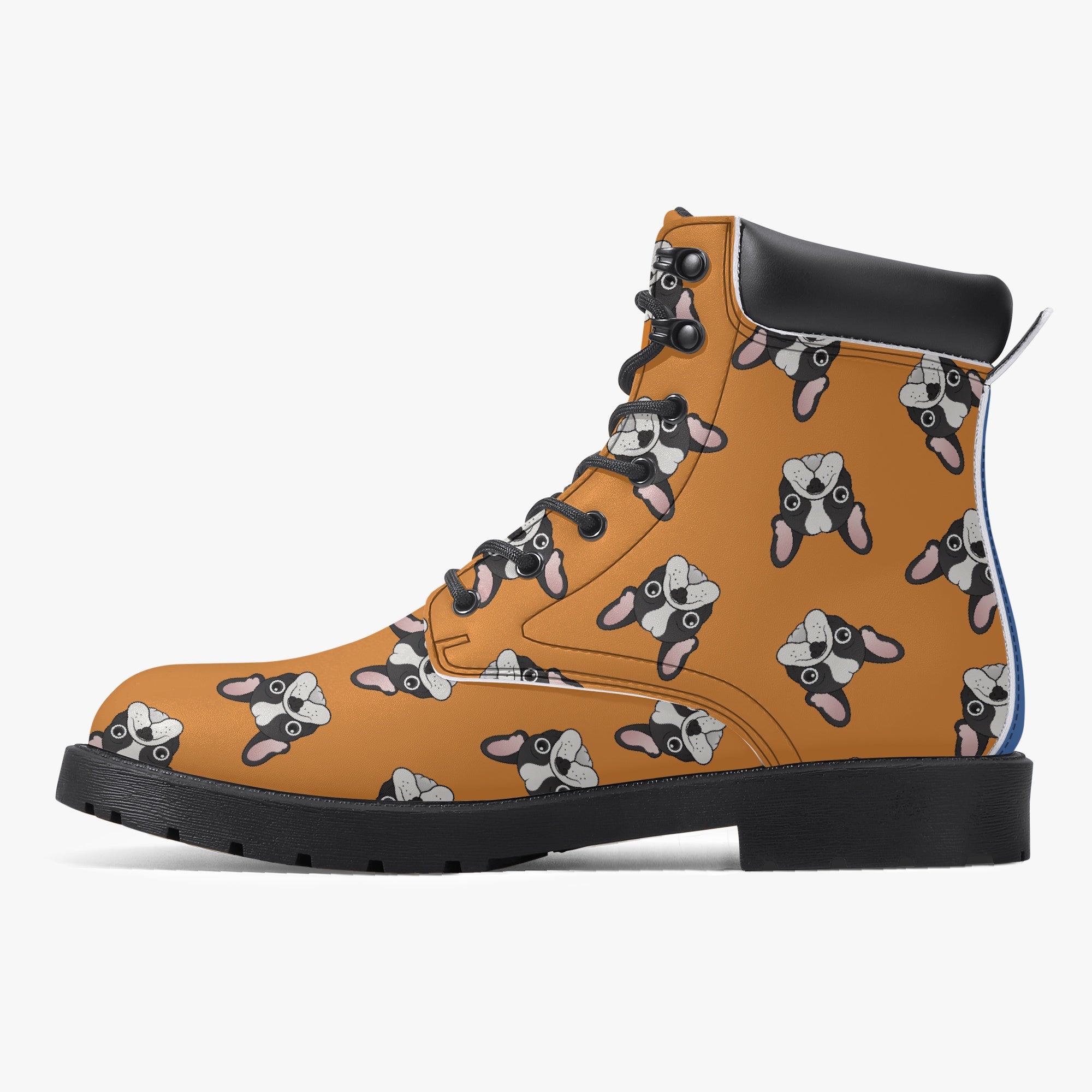 French Bulldog Leather Casual Boots for Frenchie Enthusiasts-fadou