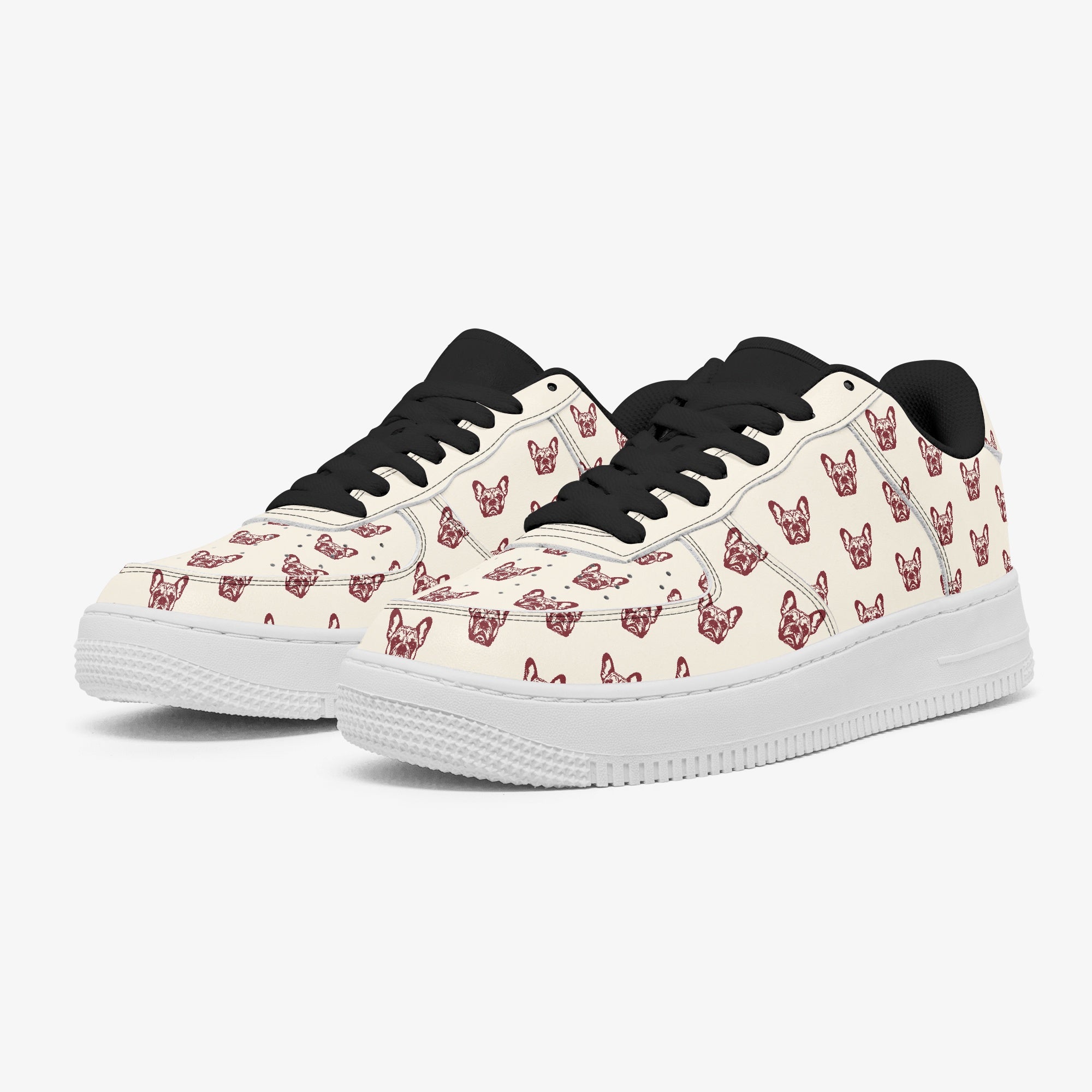 French Bulldog Leather Classic Sneakers for Dog Park Days-fadou