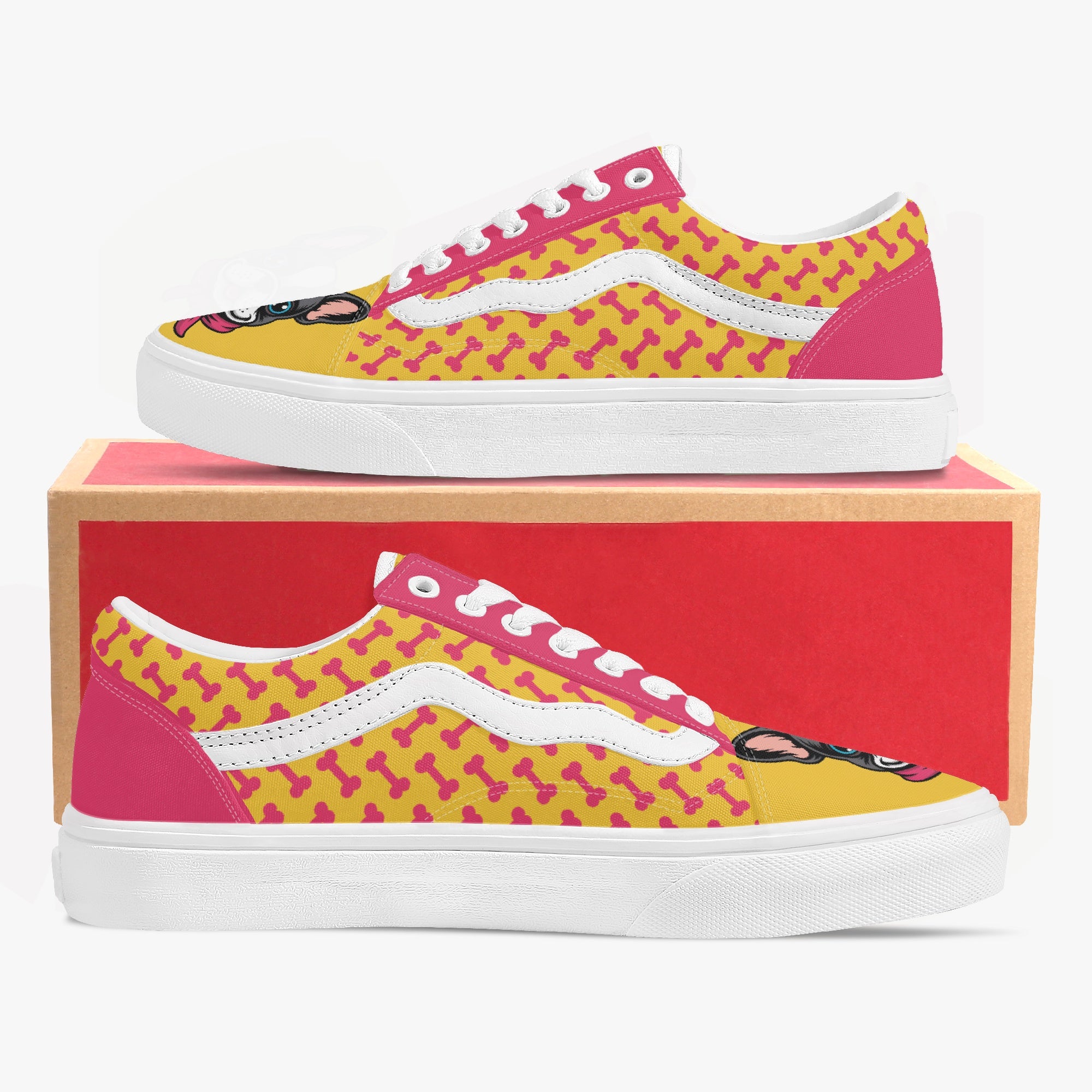 Low-Top Trendy Classic Sneakers for Frenchie Enthusiasts-fadou