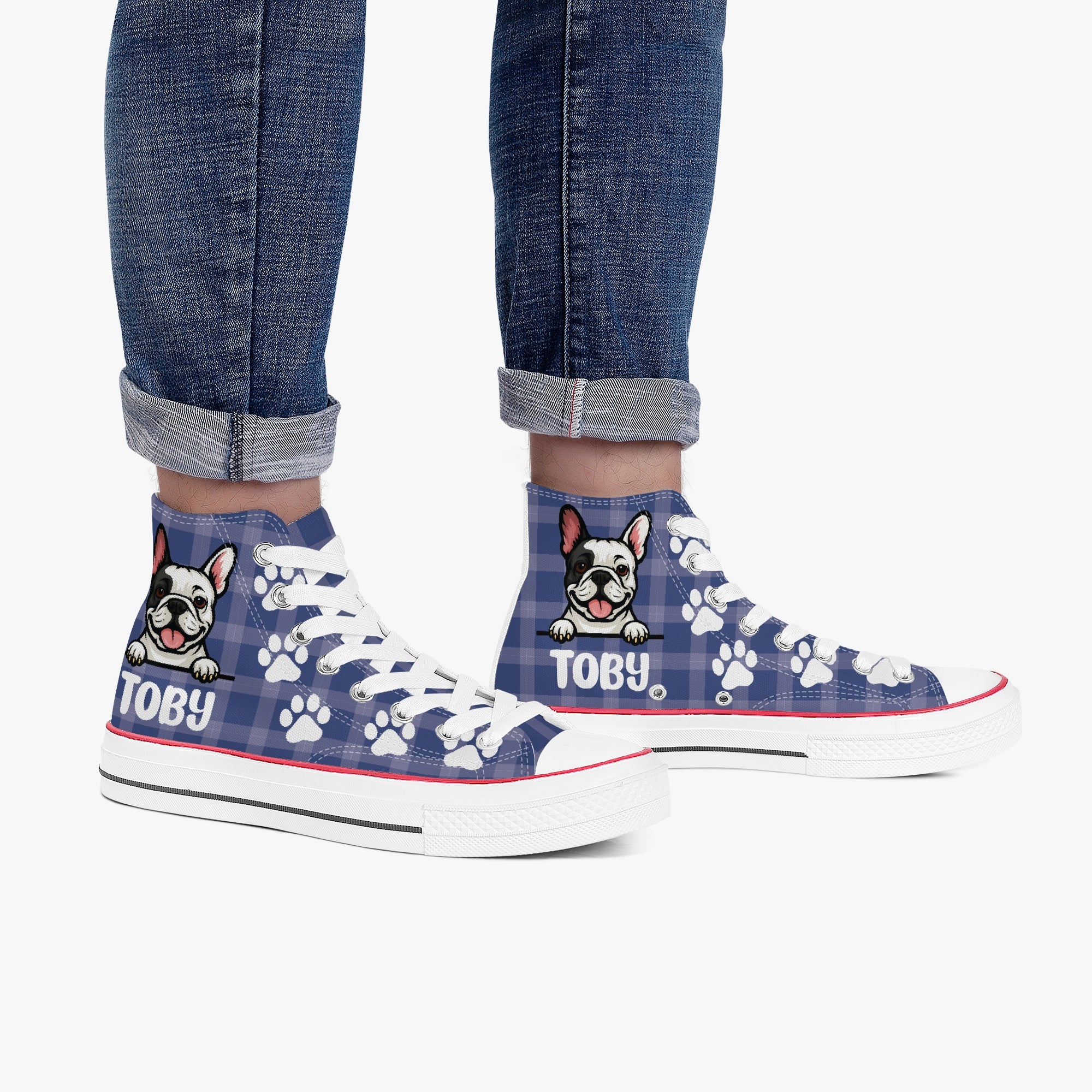 French Bulldog Personalized Canvas Sneakers for Dog Park Days-fadou