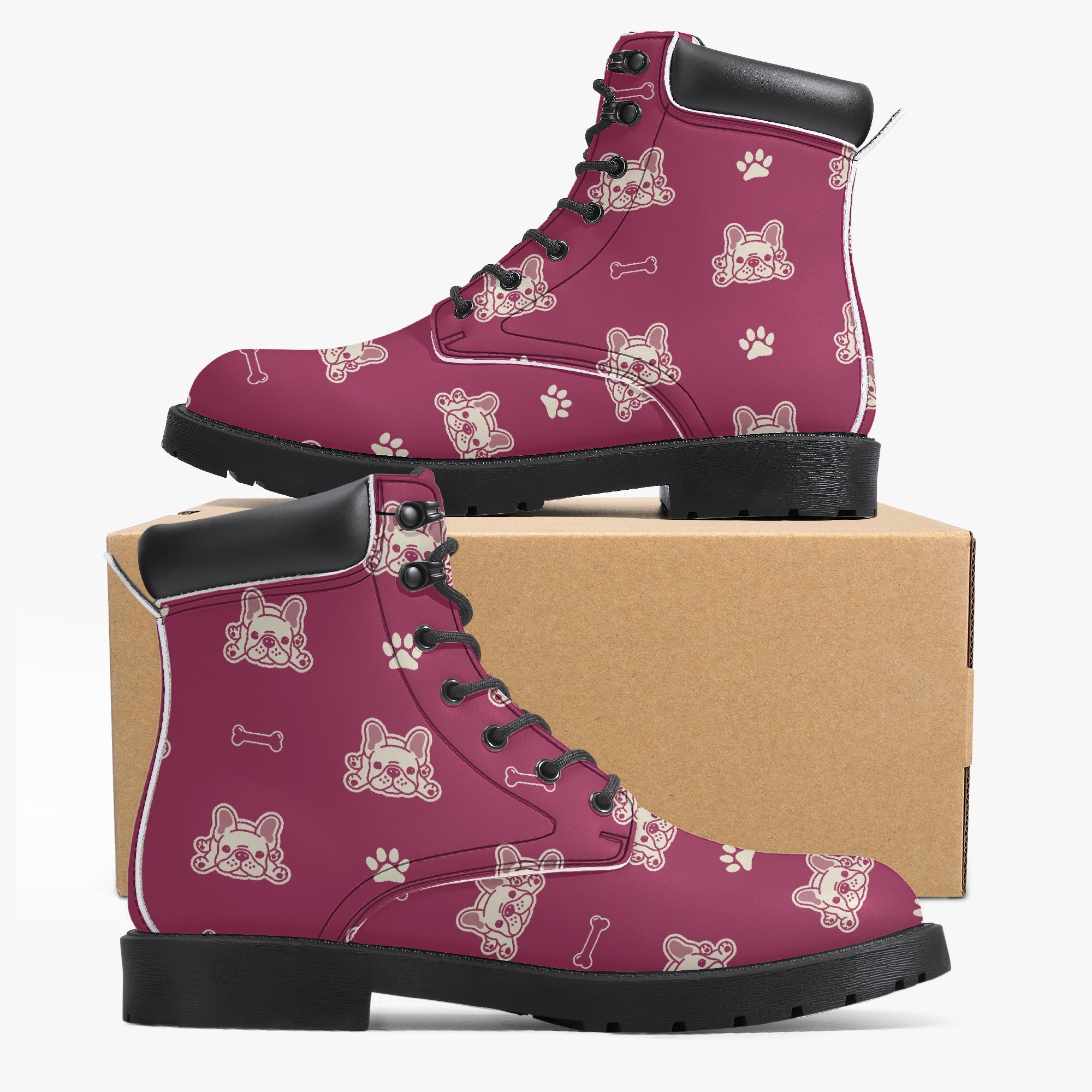 Frenchie Leather Fashion Boots for Frenchie Enthusiasts-fadou