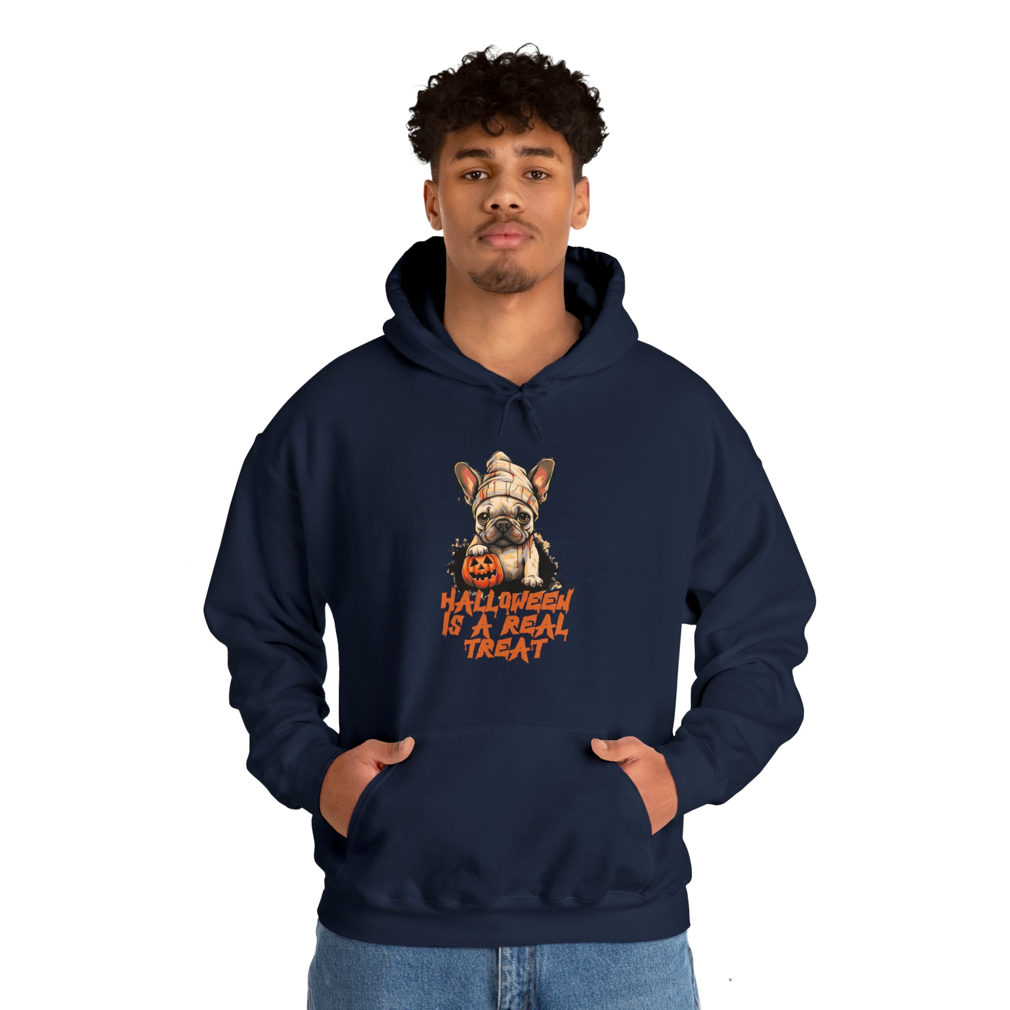 French Bulldog Halloween Fleece Hoodie for Everyday Wear-fadou