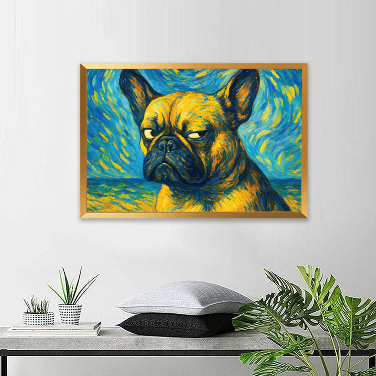Bloom French Bulldog Decorative Canvas for Frenchie Enthusiasts-fadou
