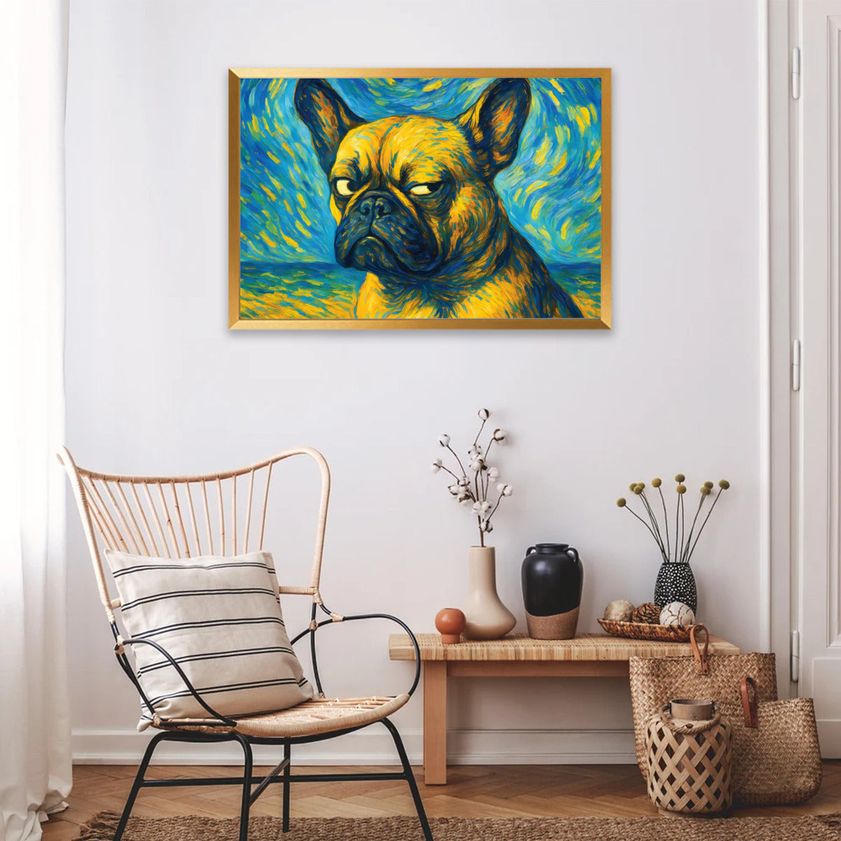 Bloom French Bulldog Decorative Canvas for Frenchie Enthusiasts-fadou
