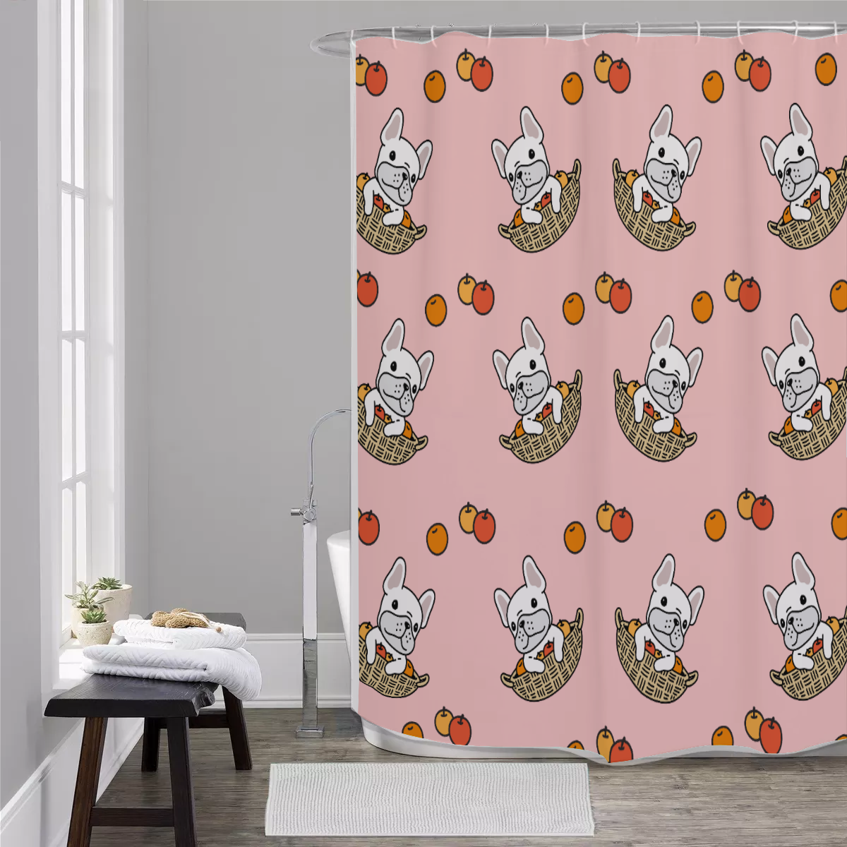 COOPER French Bulldog Bathroom Curtain for Dog Park Days-fadou