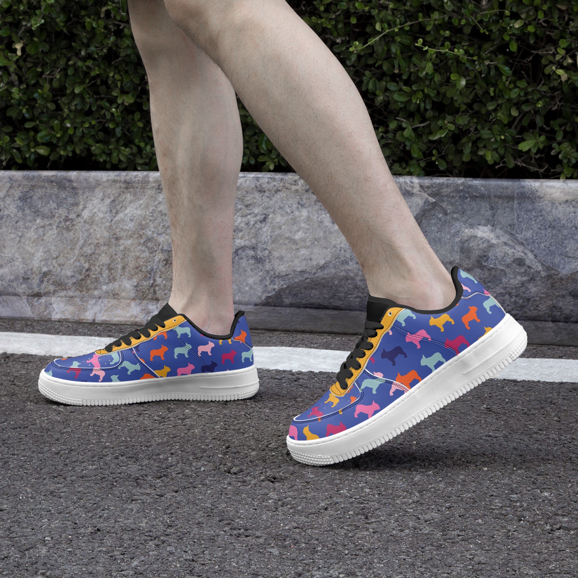 Frenchie Leather Canvas Sneakers for Frenchie Enthusiasts-fadou