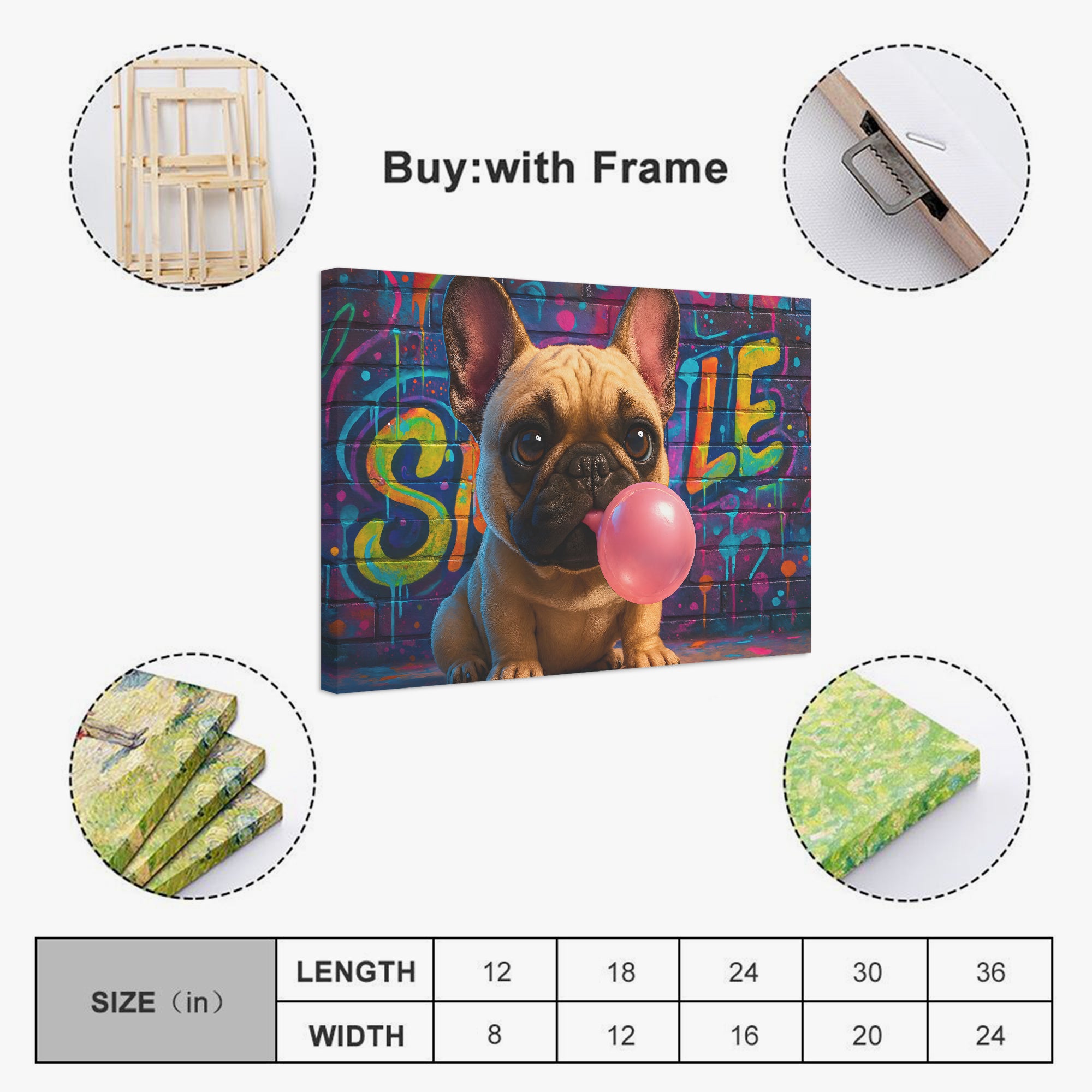 Winston Adorable Framed Poster for Frenchie Enthusiasts-fadou
