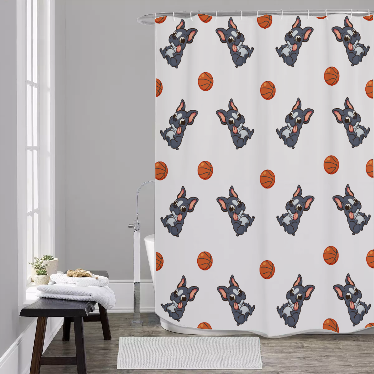 APPOLLO French Bulldog Shower Curtain for Dog Moms & Dads-fadou