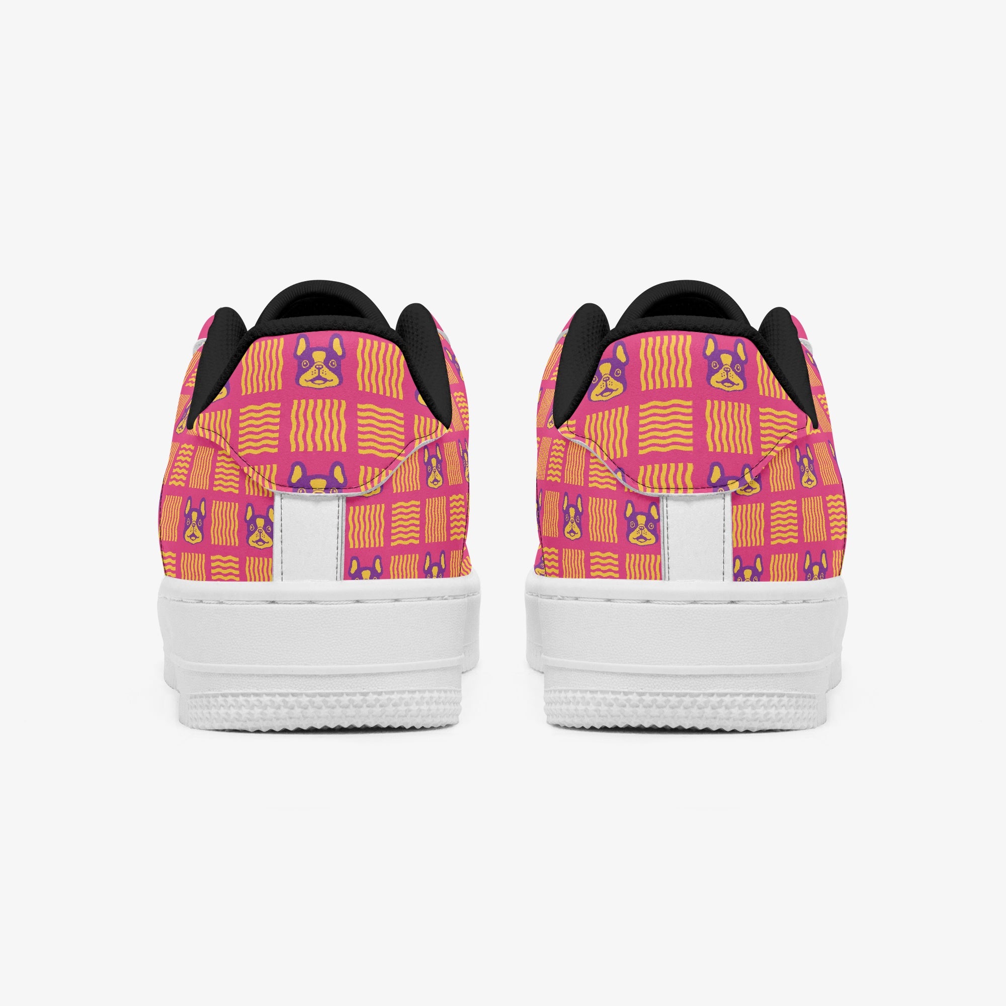French Bulldog Leather Classic Sneakers for Pet Parents-fadou