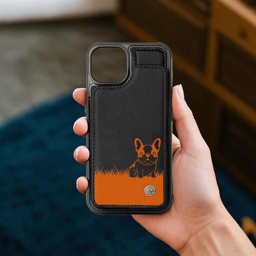 French Bulldog Leather Card Holder for Frenchie Enthusiasts-fadou