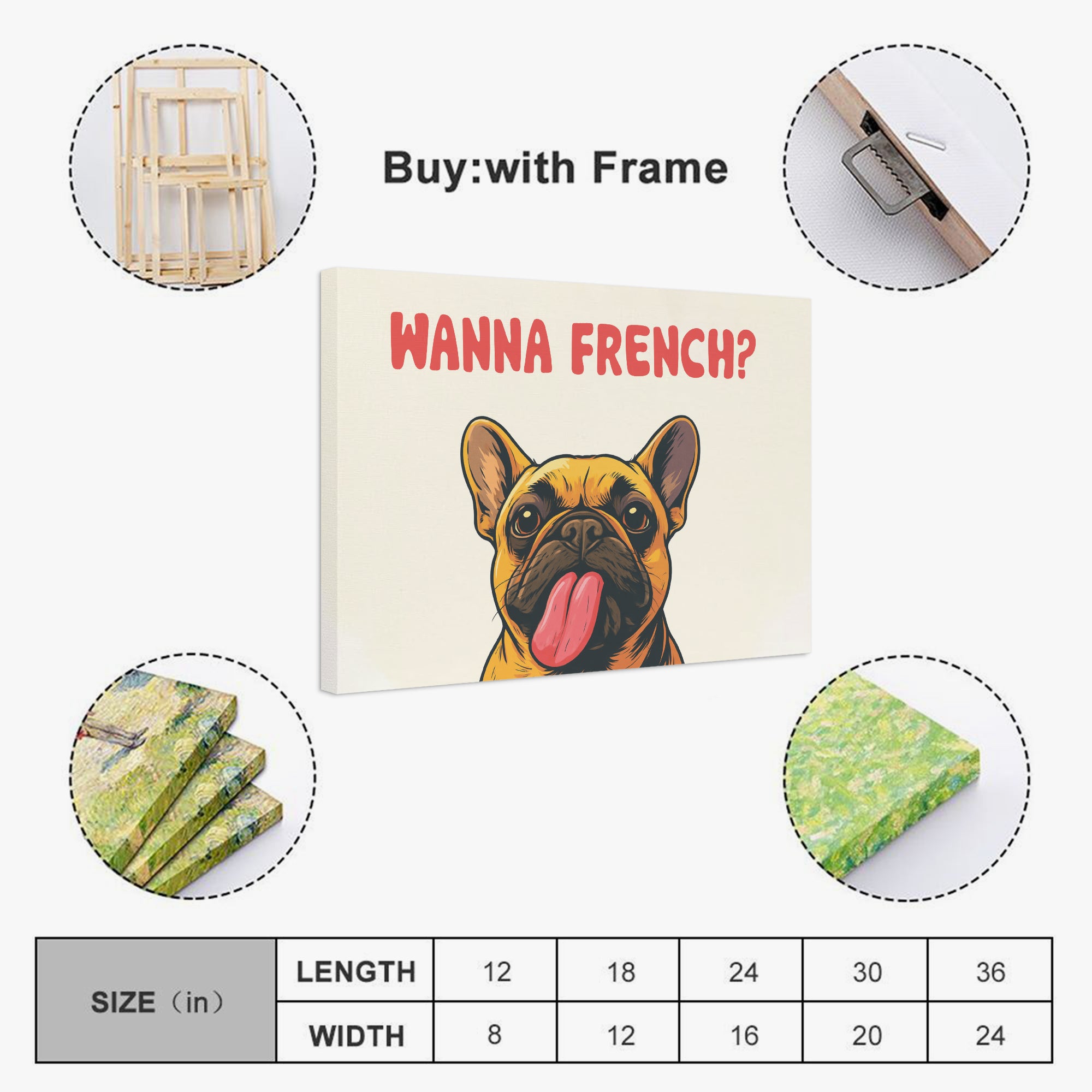 Frenchie Adorable Canvas Wall Art for Frenchie Enthusiasts-fadou