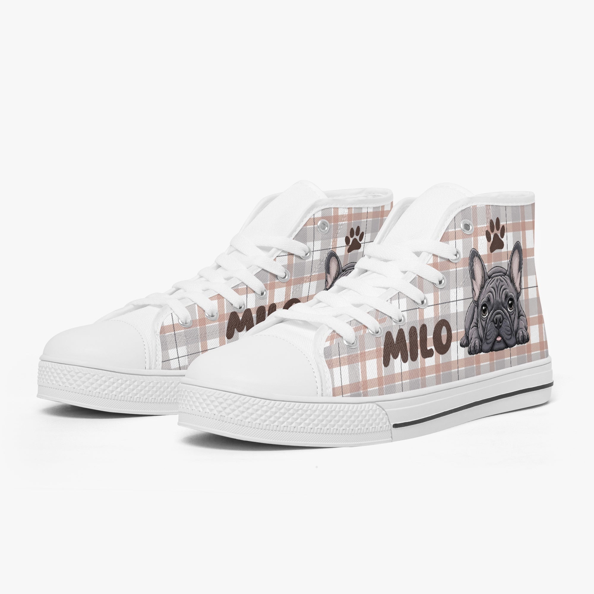 Frenchie Personalized Canvas Sneakers for Frenchie Enthusiasts-fadou