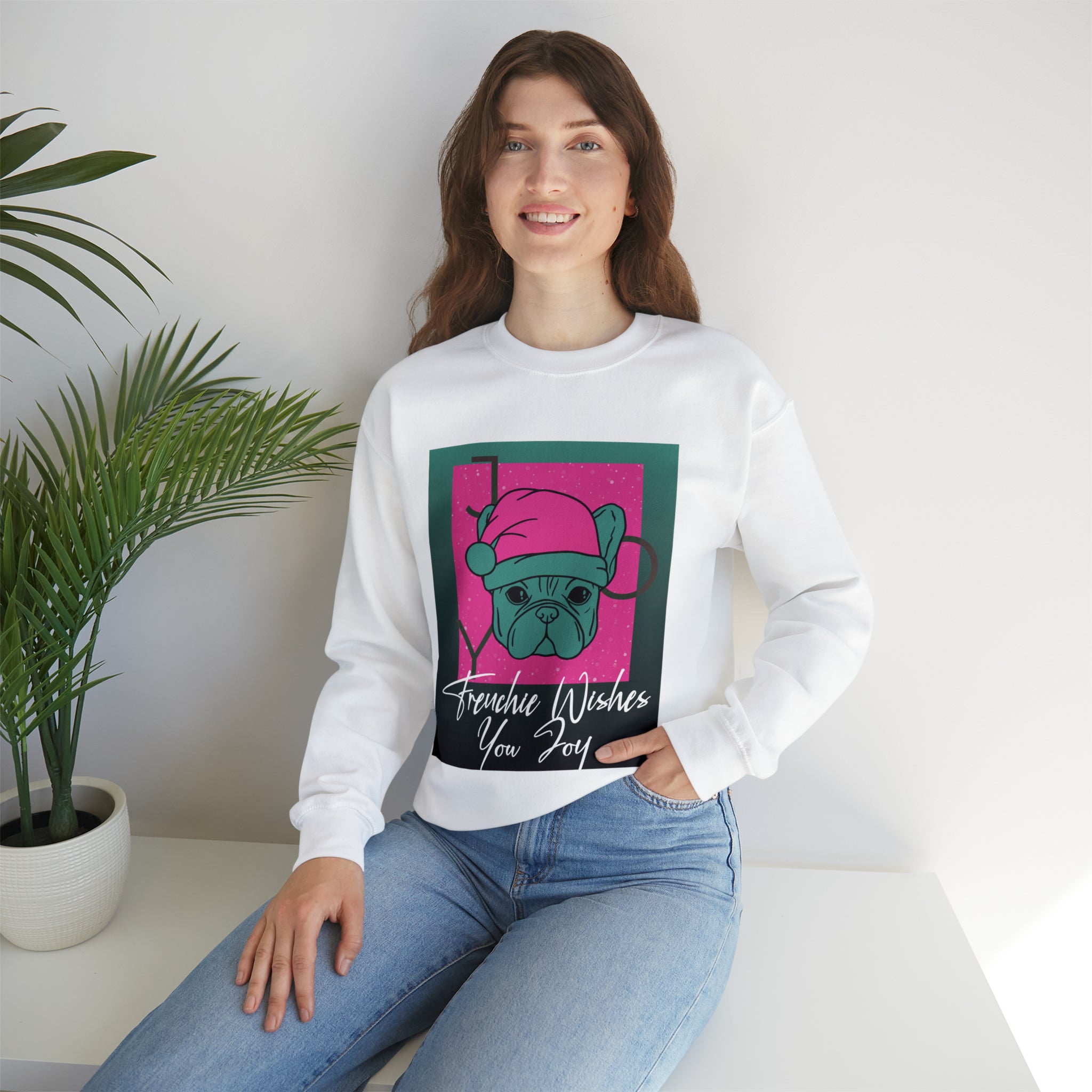 Frenchie Wish Sweater - Unisex Sweatshirt for Flat-Face Breeds-fadou