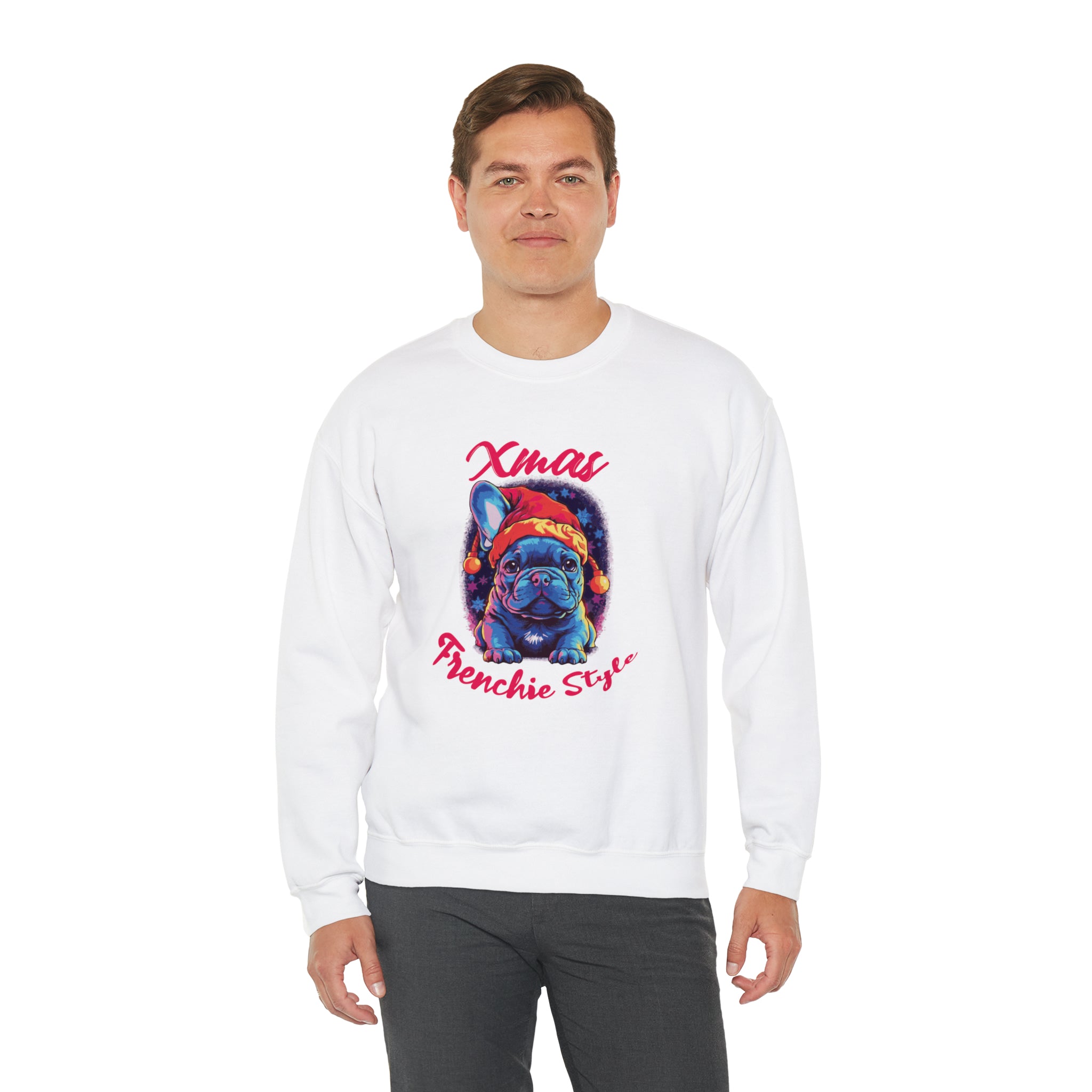 Xmas French Bulldog Cotton Sweatshirt for Everyday Wear-fadou