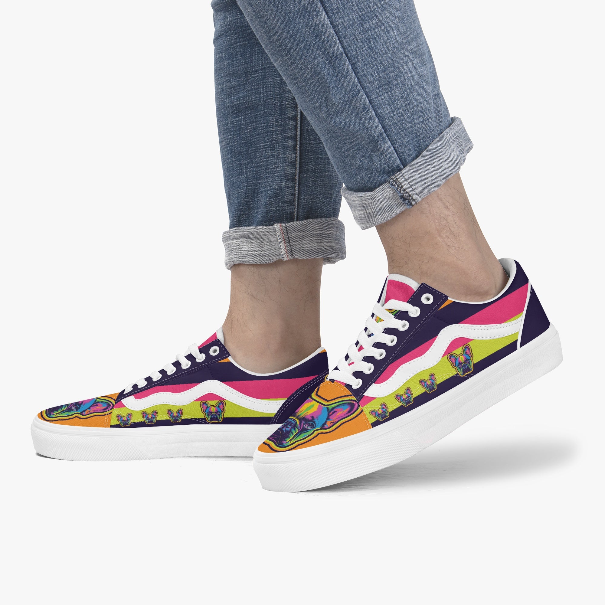 French Bulldog Trendy Canvas Sneakers for Bulldog Owners-fadou
