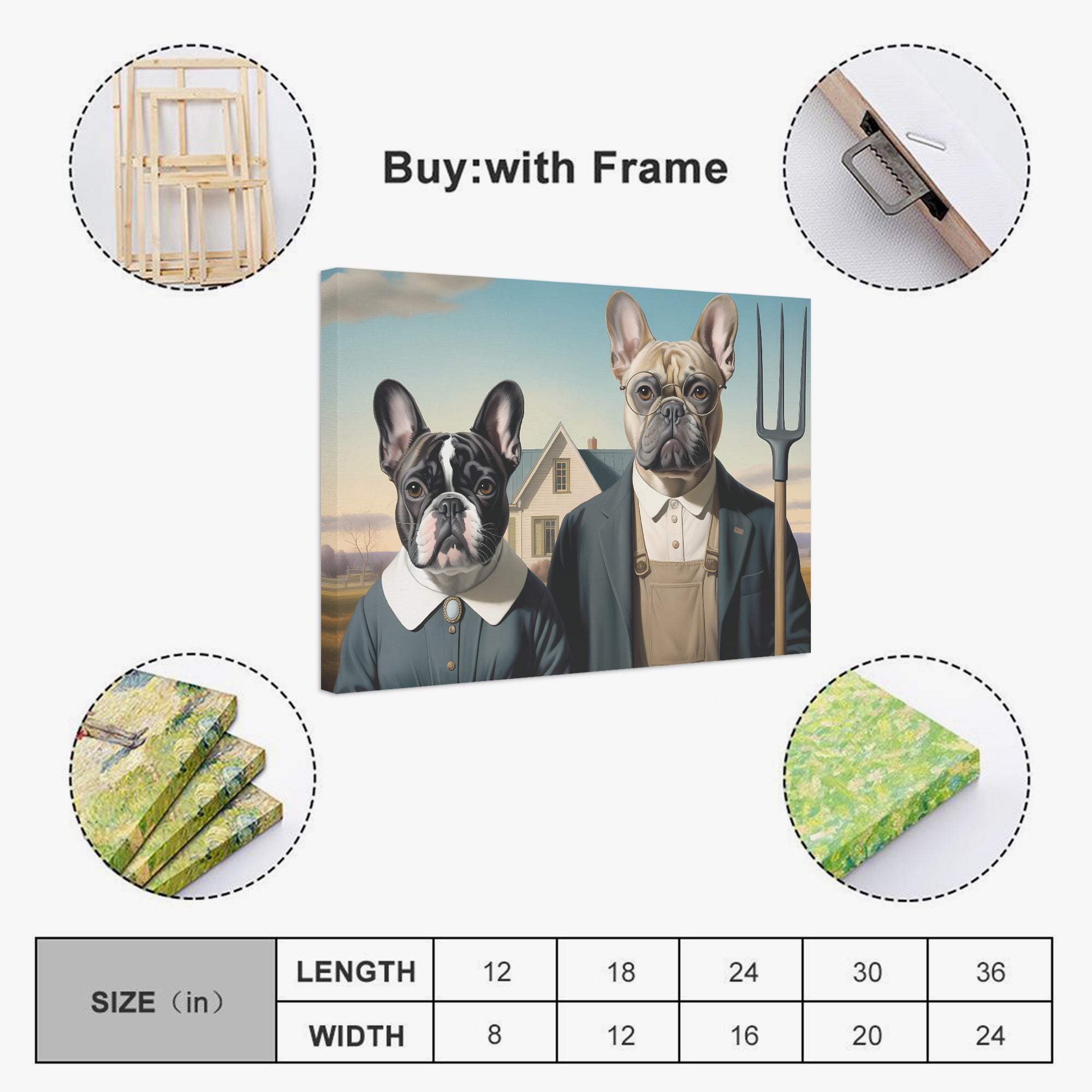 French Bulldog Adorable Framed Poster for Everyday Wear-fadou