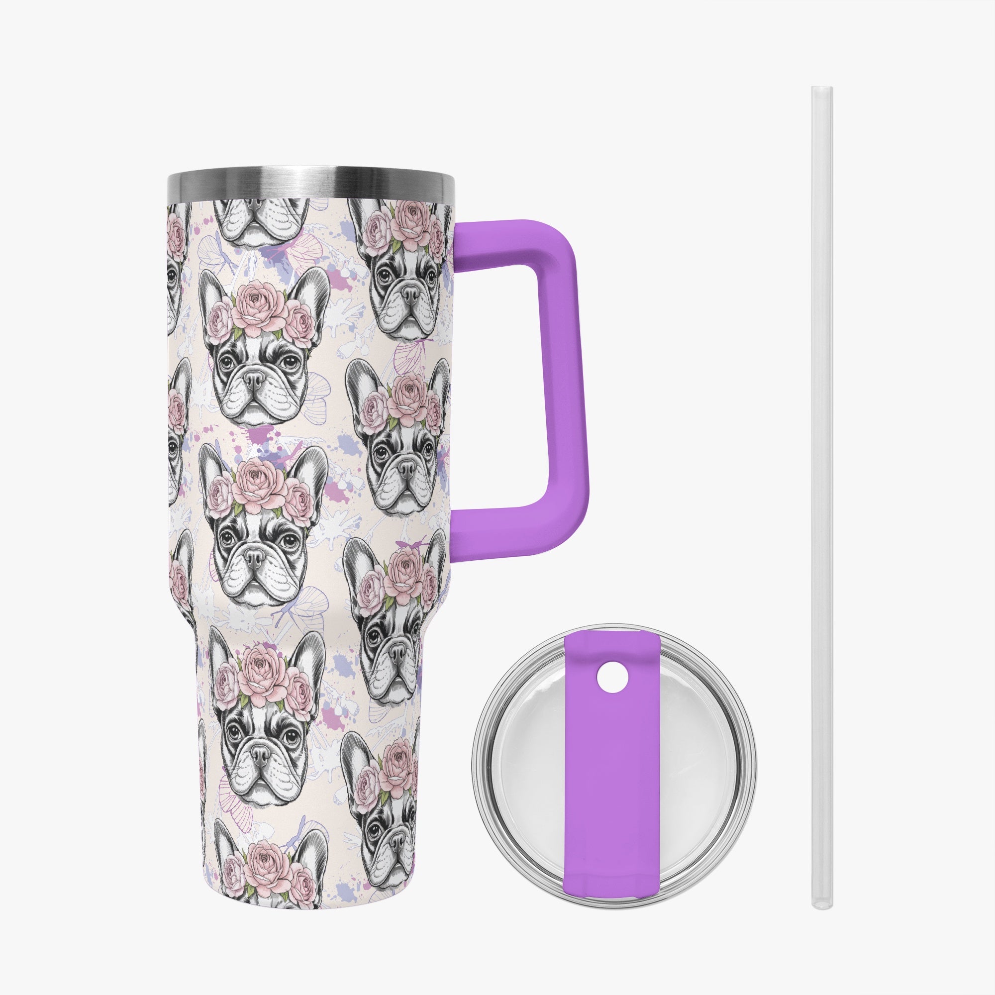Frida French Bulldog Stainless Tumbler for Bulldog Owners-fadou