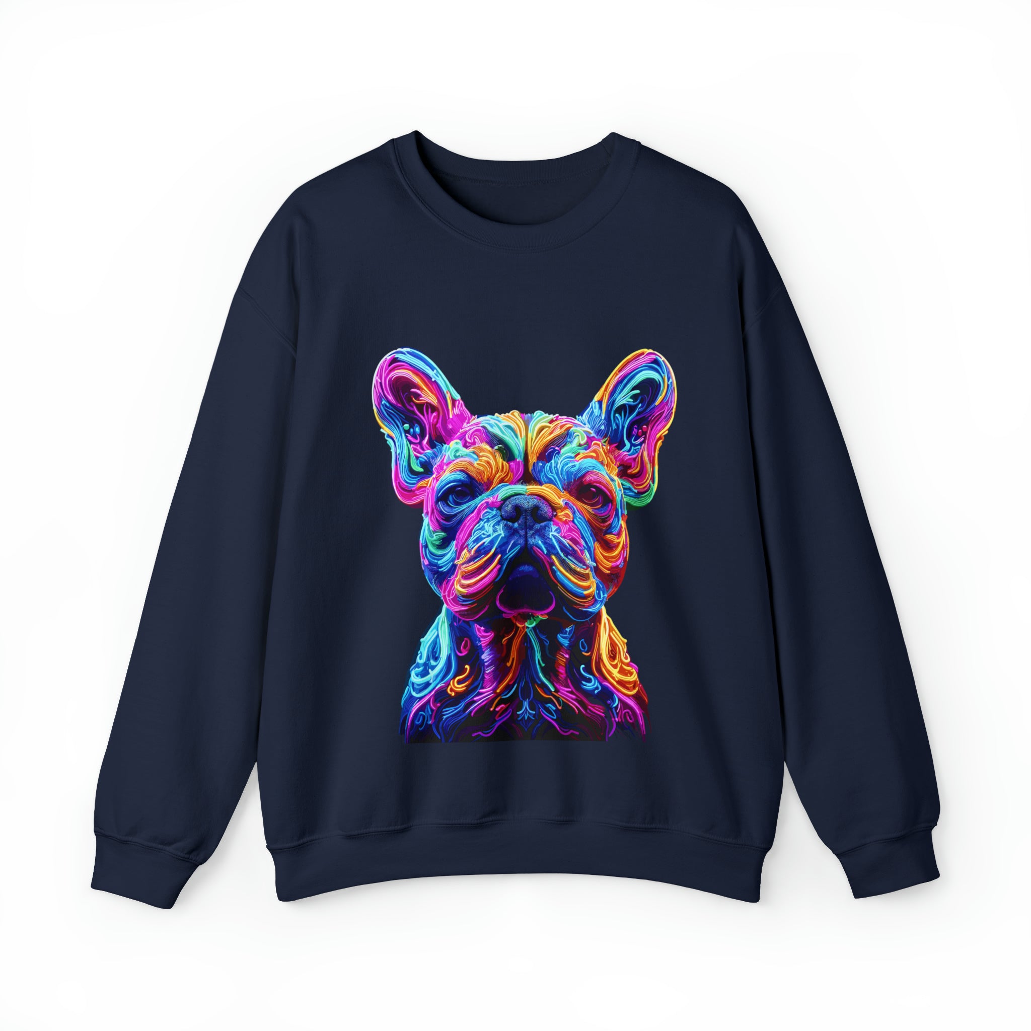 Neon French Bulldog Fleece Hoodie for Frenchie Enthusiasts-fadou