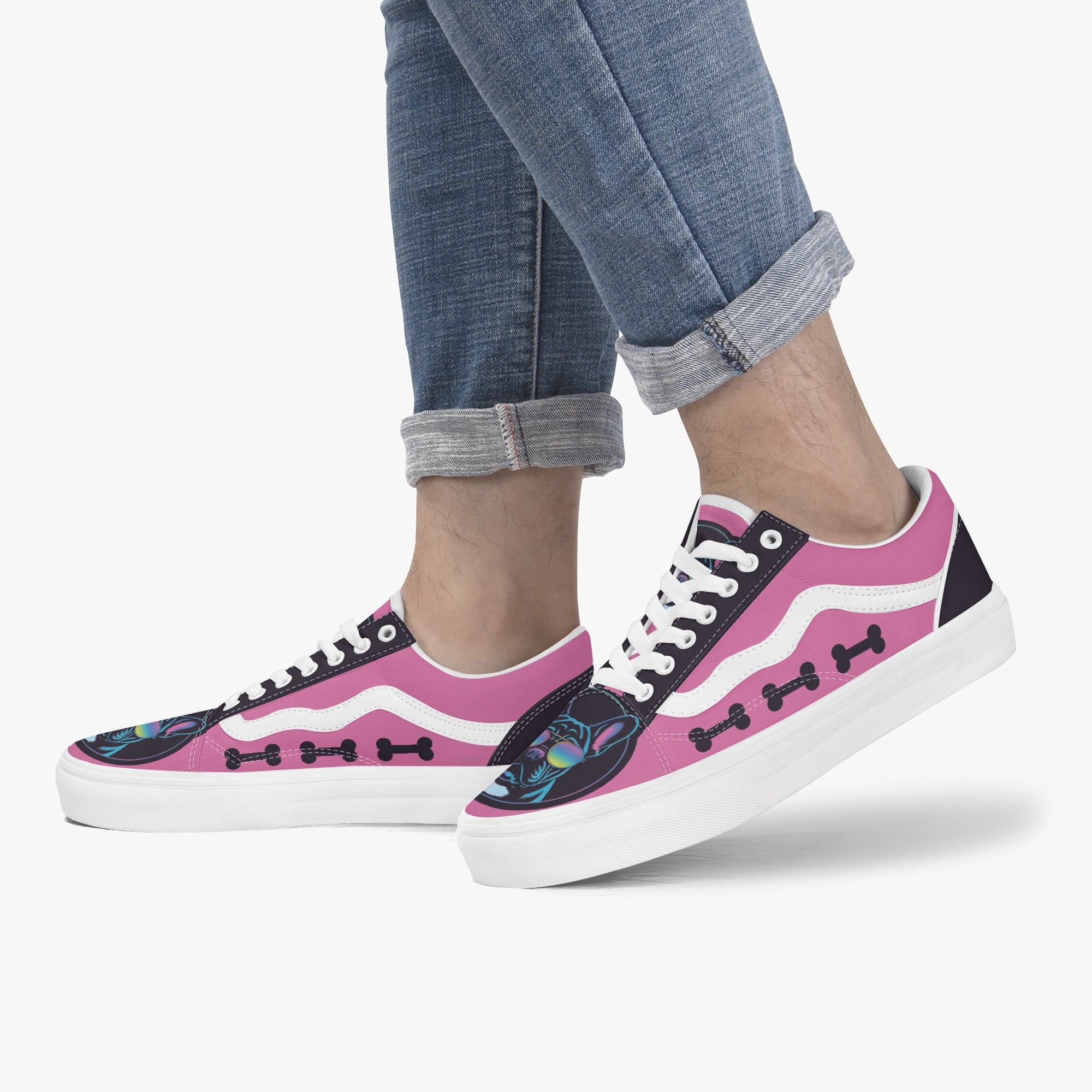 Low-Top Trendy Canvas Sneakers for Frenchie Enthusiasts-fadou