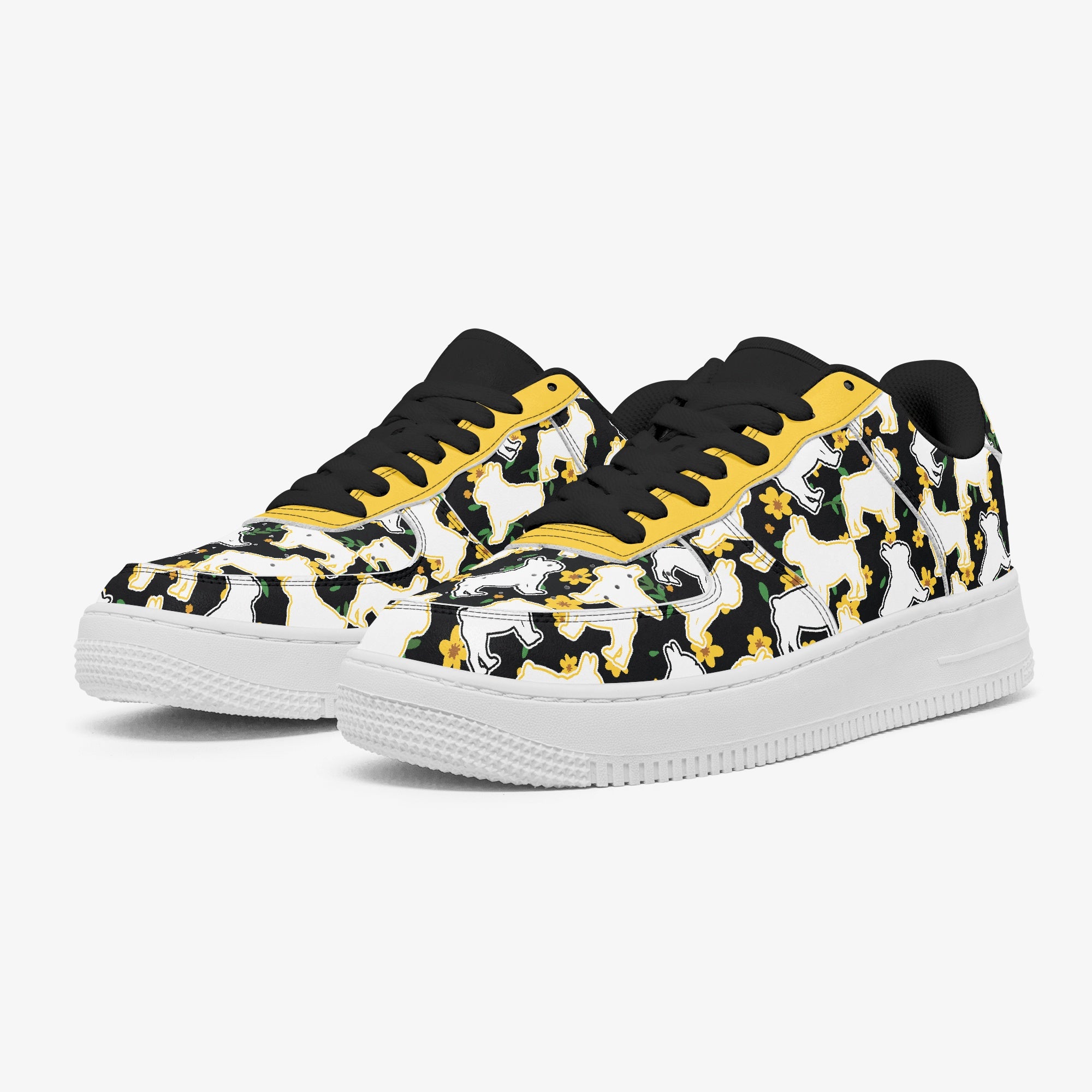 French Bulldog Leather Classic Sneakers for Everyday Wear-fadou