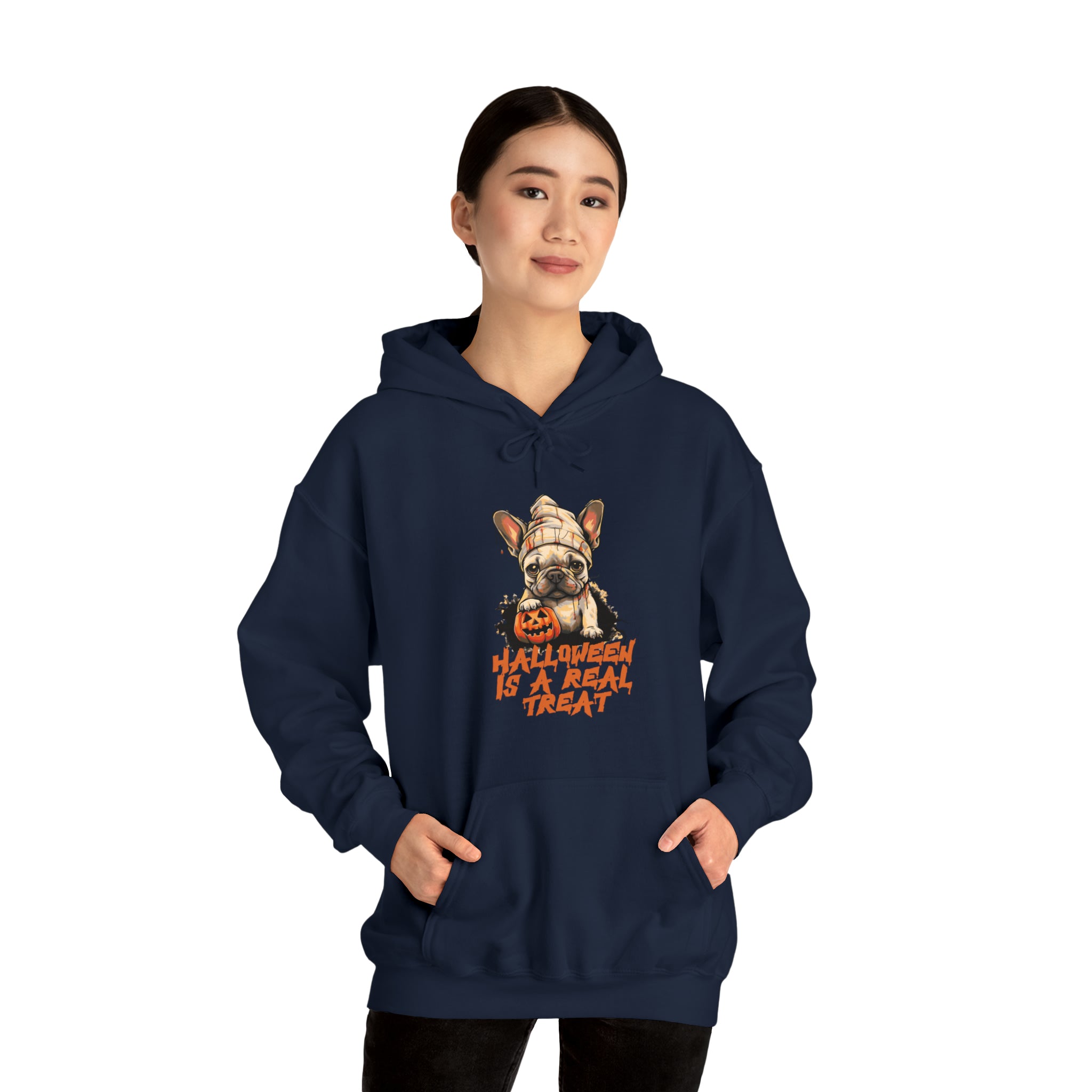 French Bulldog Halloween Fleece Hoodie for Everyday Wear-fadou