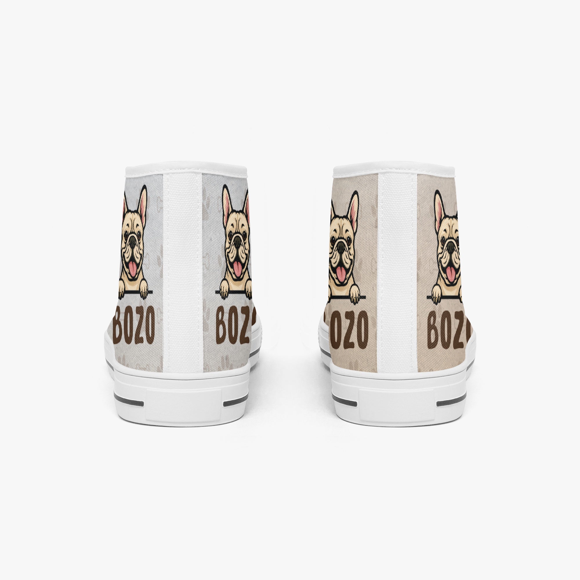 Denim Personalized High-Top Shoes for Frenchie Enthusiasts-fadou
