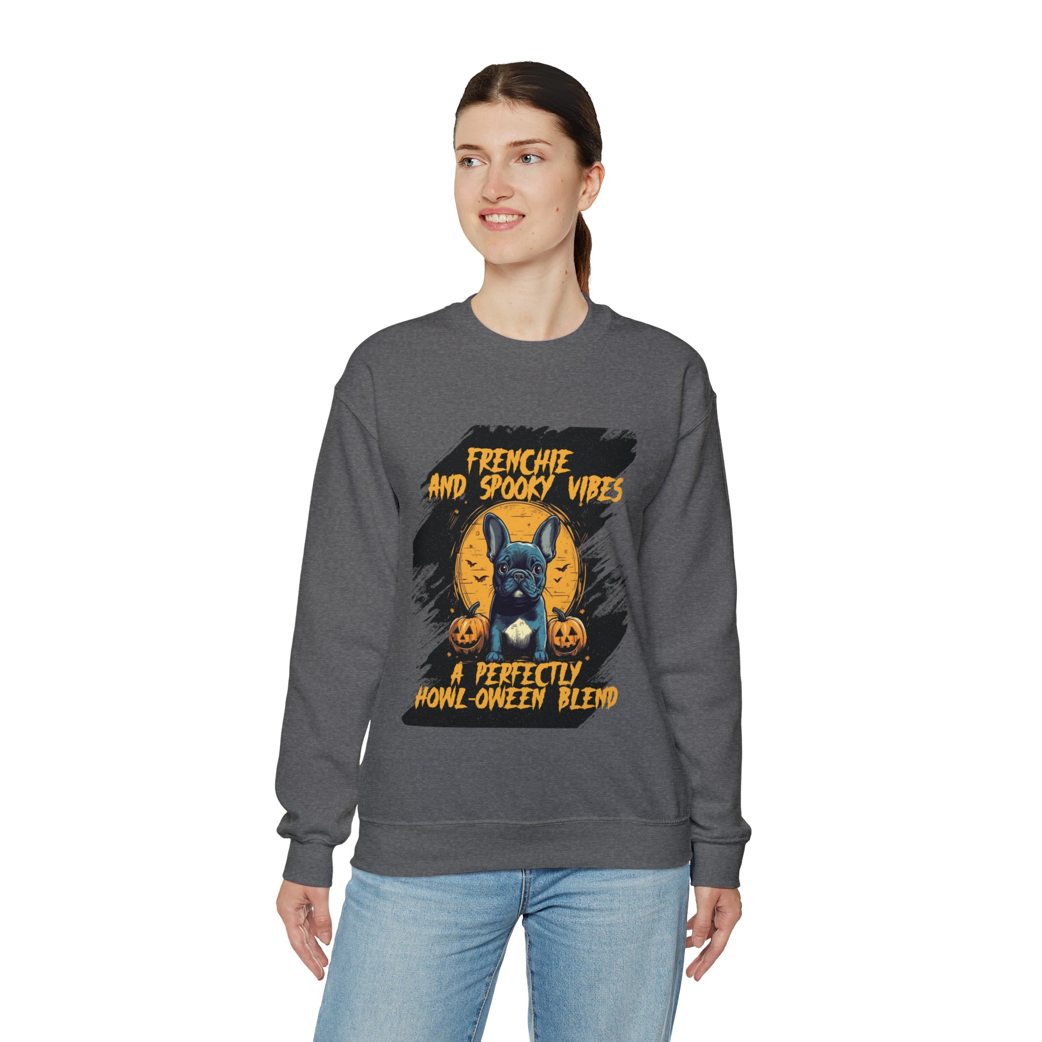 Spooky Halloween Fleece Hoodie for Frenchie Enthusiasts-fadou