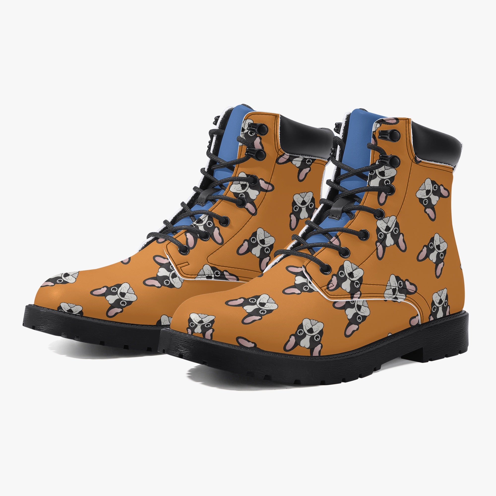 French Bulldog Leather Casual Boots for Frenchie Enthusiasts-fadou