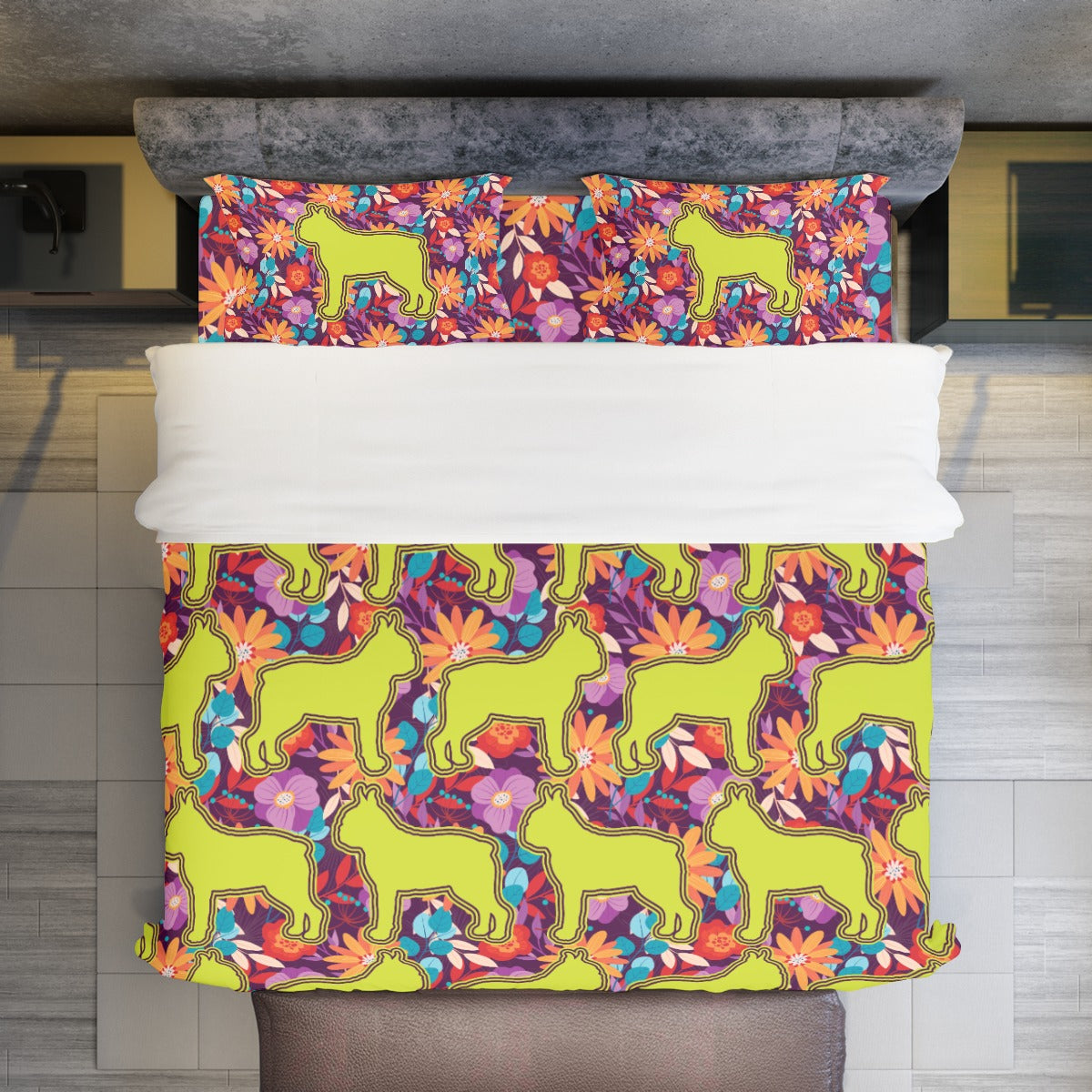 Lucky French Bulldog Duvet Cover Set for Bulldog Owners-fadou