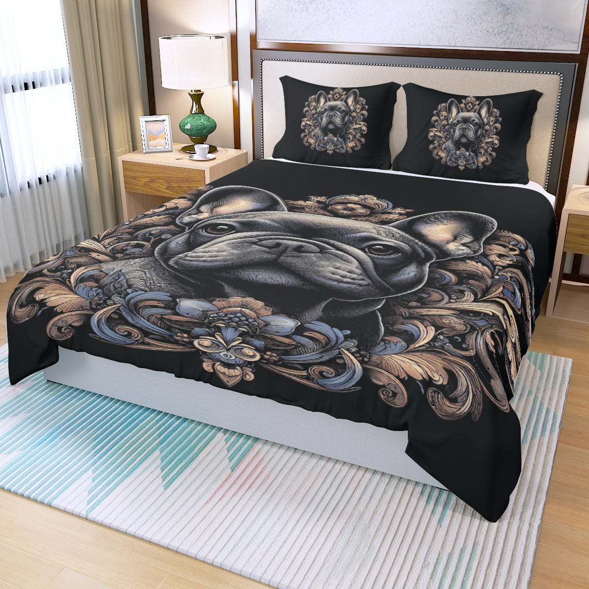 Lionel Frenchie Duvet Cover Set for Frenchie Enthusiasts-fadou