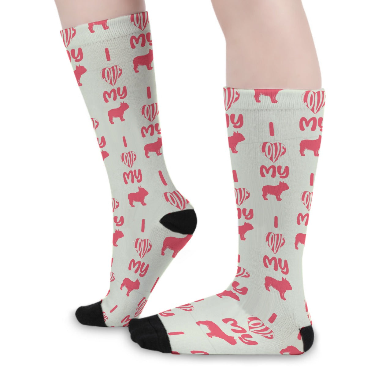 Waffles French Bulldog Crew Socks for Frenchie Enthusiasts-fadou