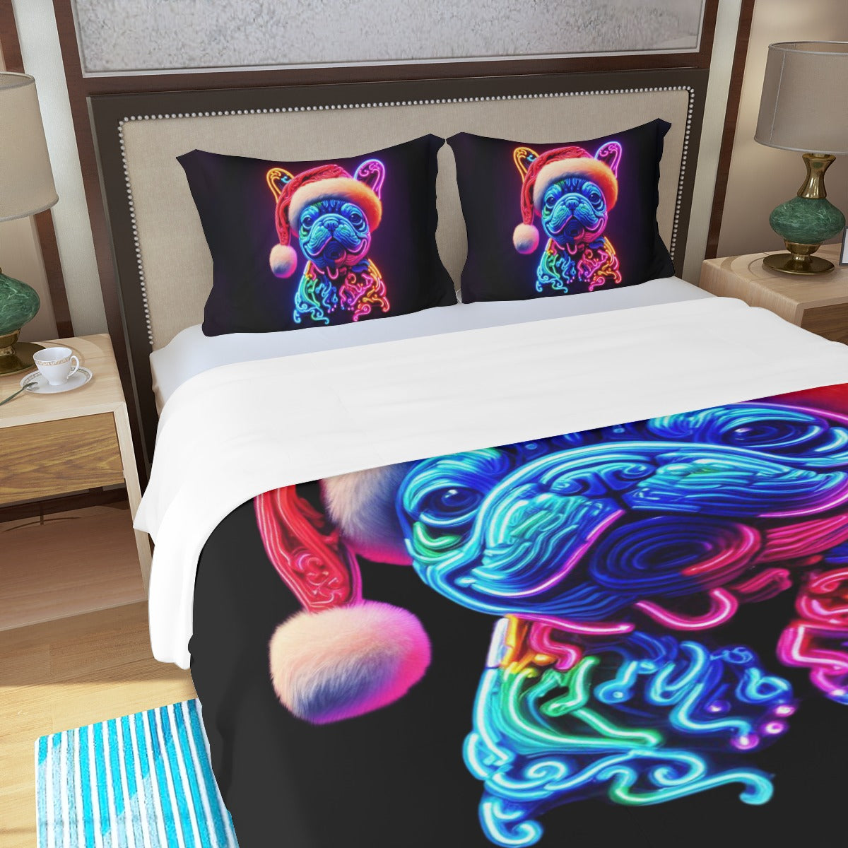 Christimas French Bulldog Bed Linen Set for Frenchie Fans-fadou